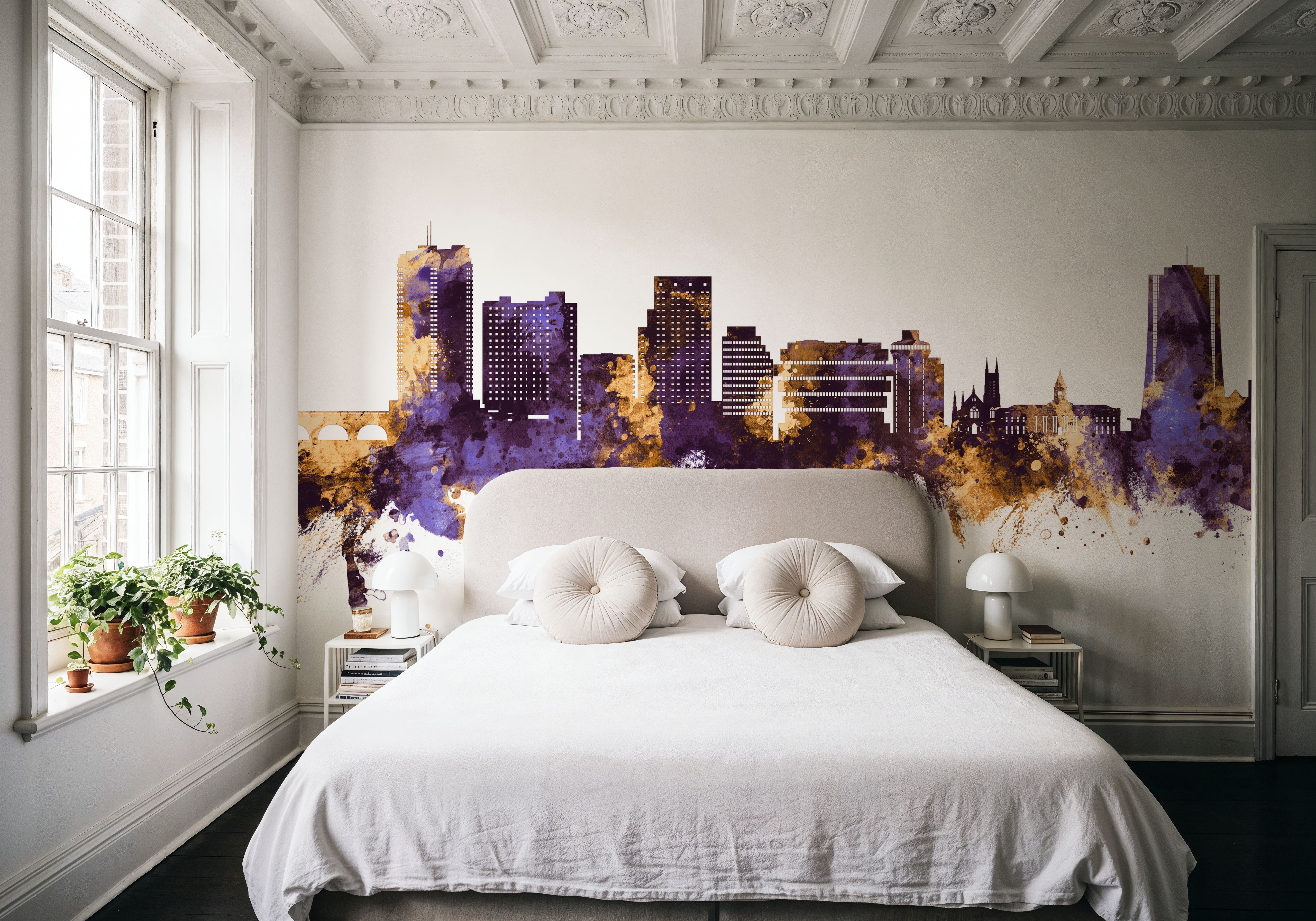 Stamford Connecticut Skyline Purple & Gold