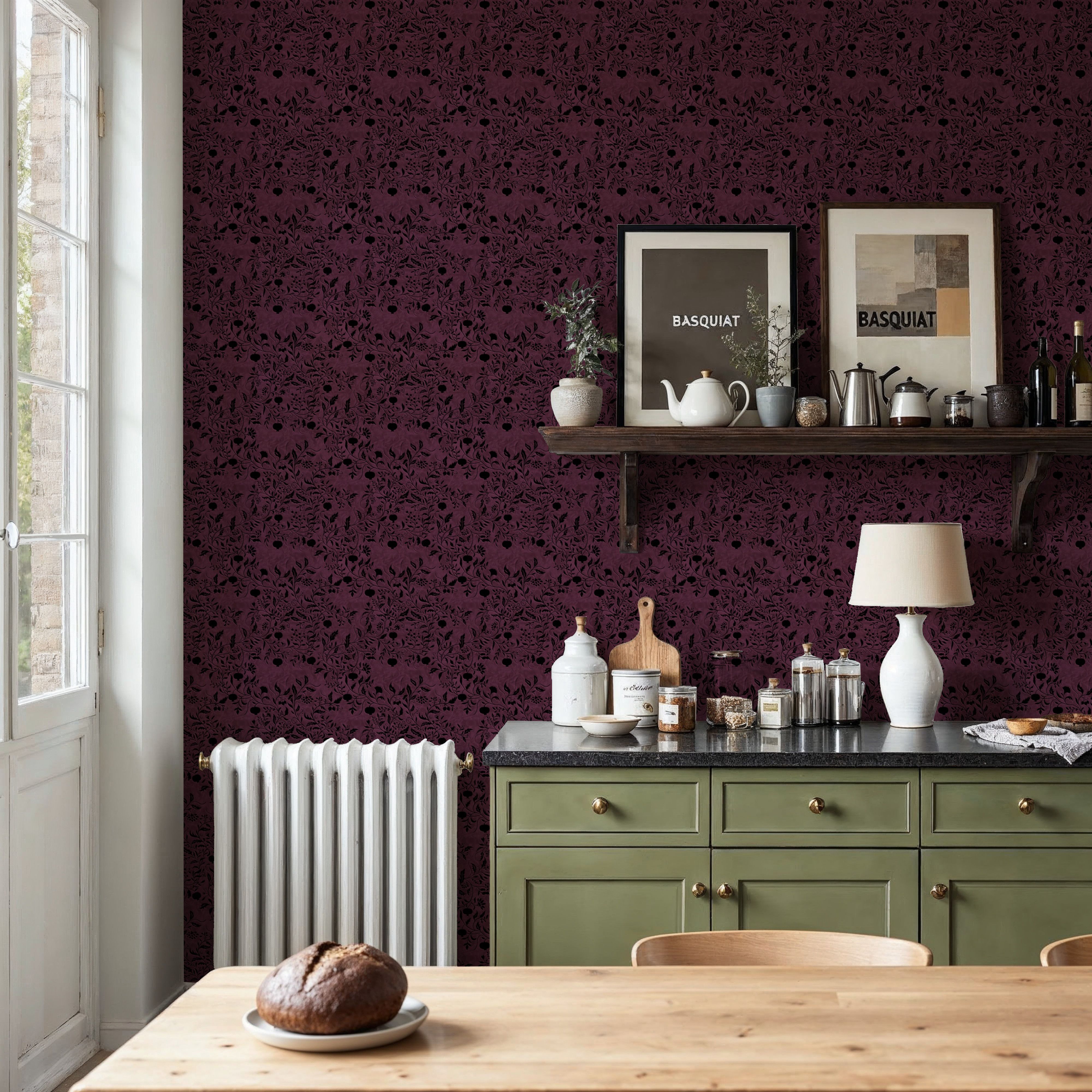 Pomegranate Grove, Burgundy, Papel de parede