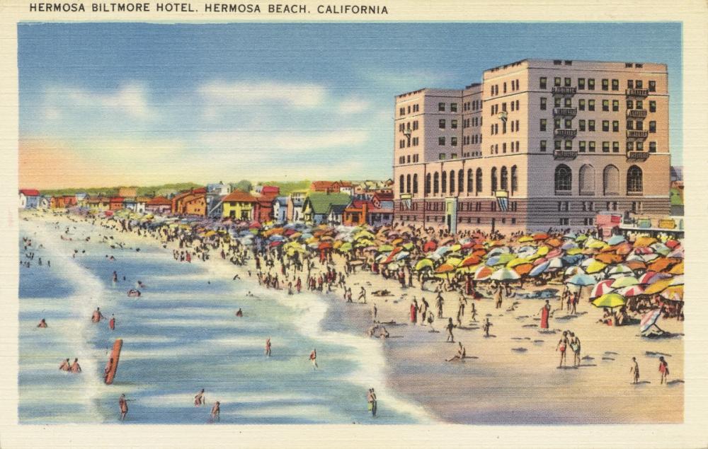 Greetings from Hermosa Biltmore Hotel - Screenprint Postcard