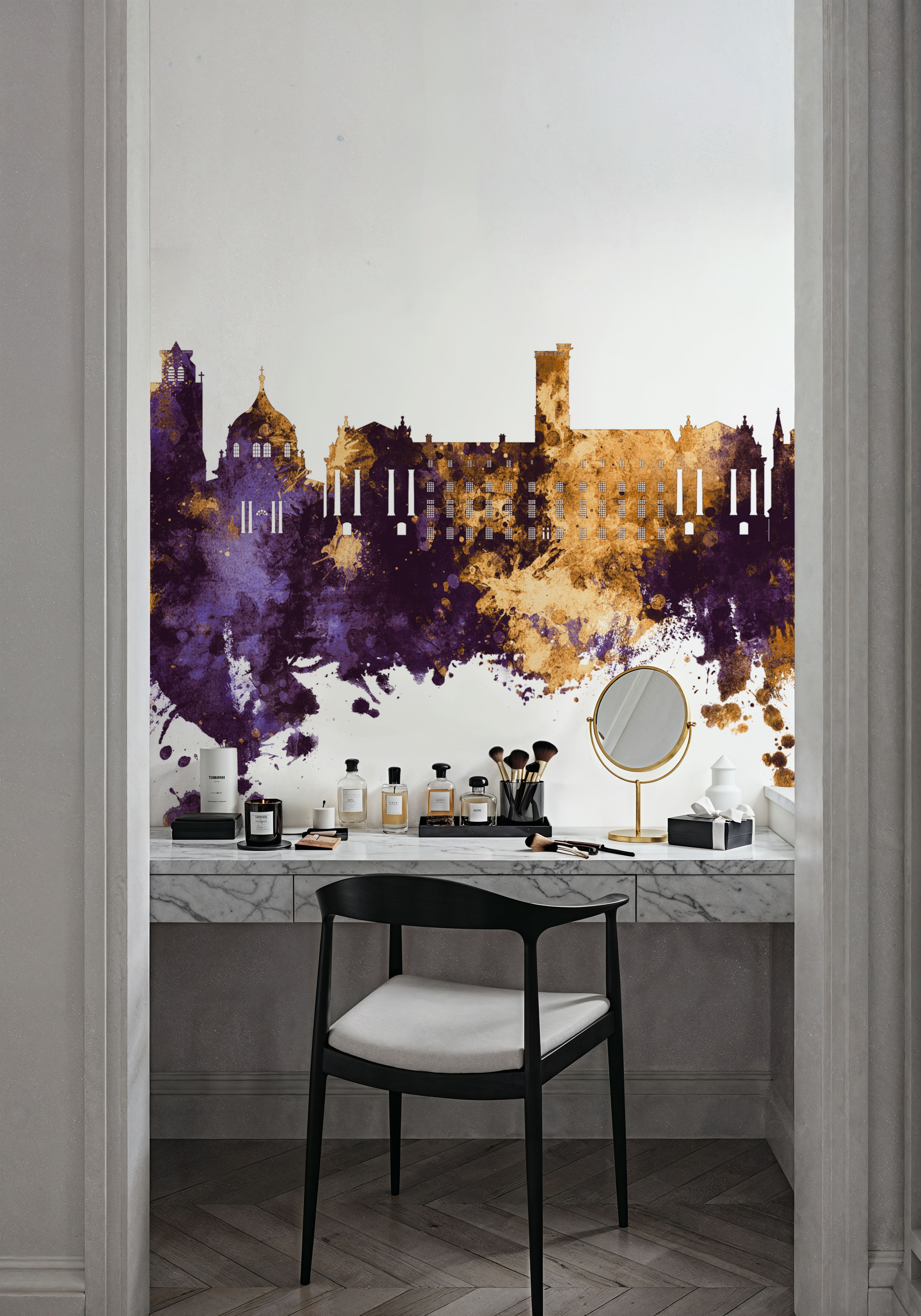 Dijon France Skyline Purple & Gold