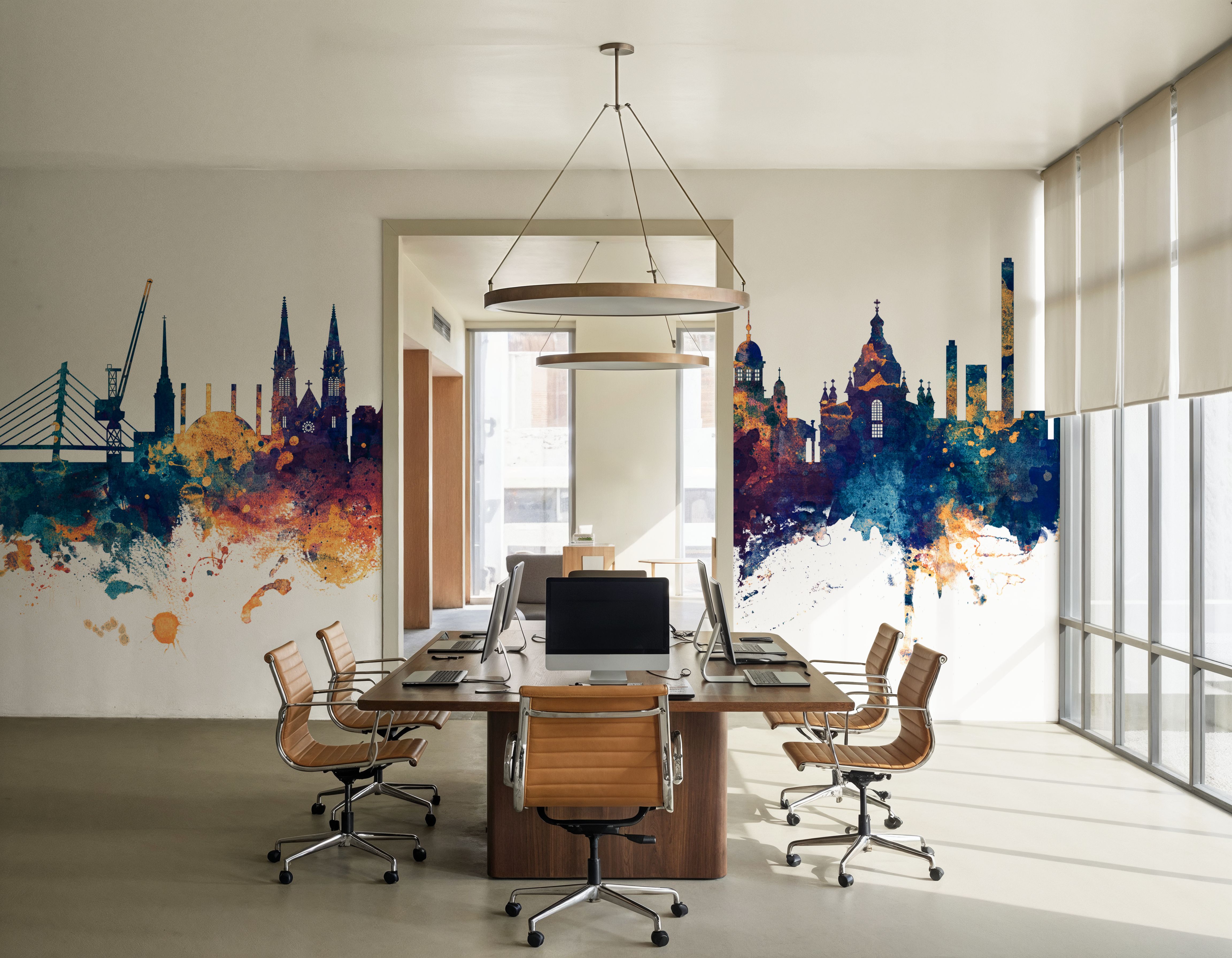 Helsinki Skyline Blue & Bronze