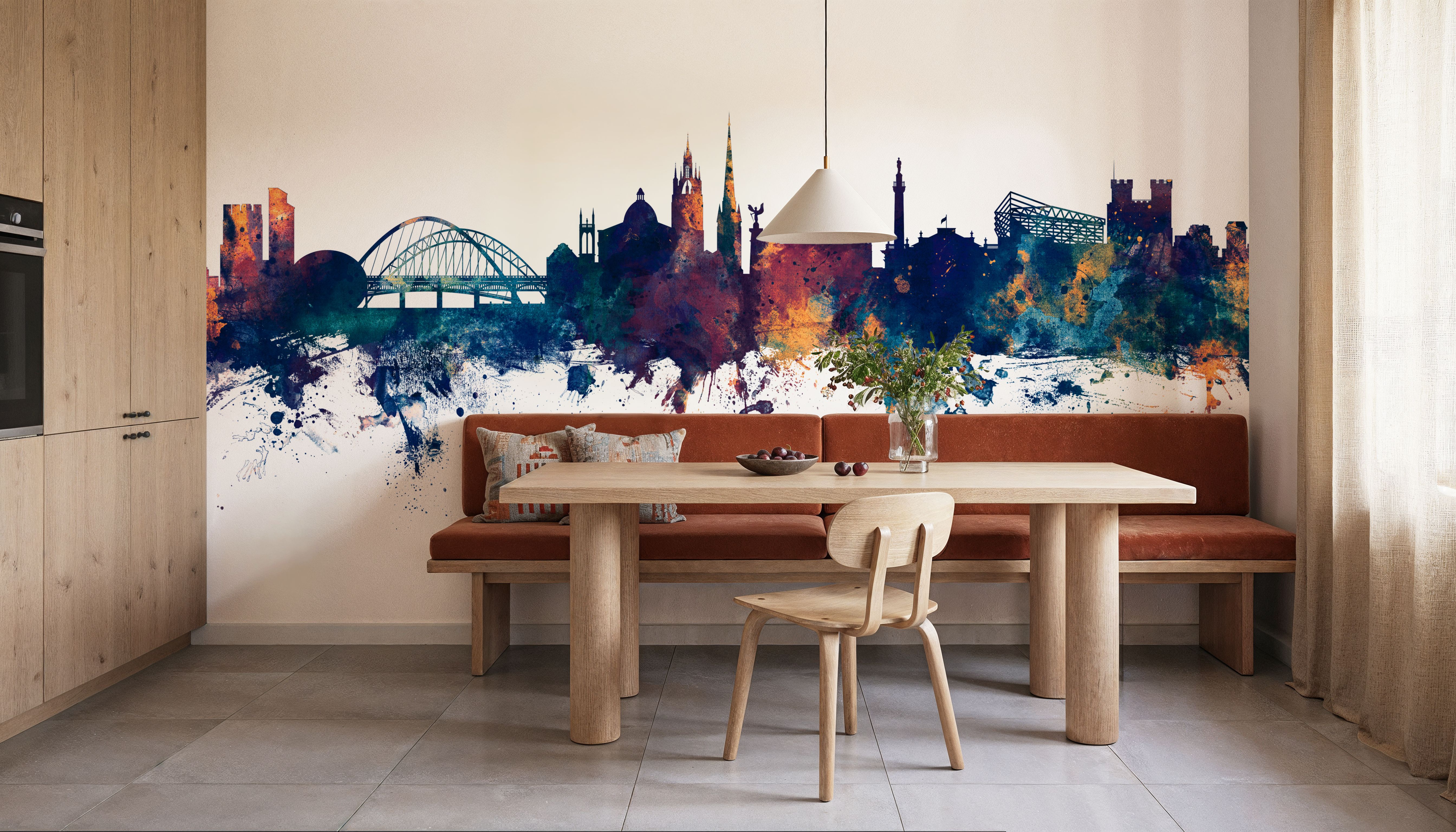 Newcastle England Skyline Blue & Bronze, Wallpaper