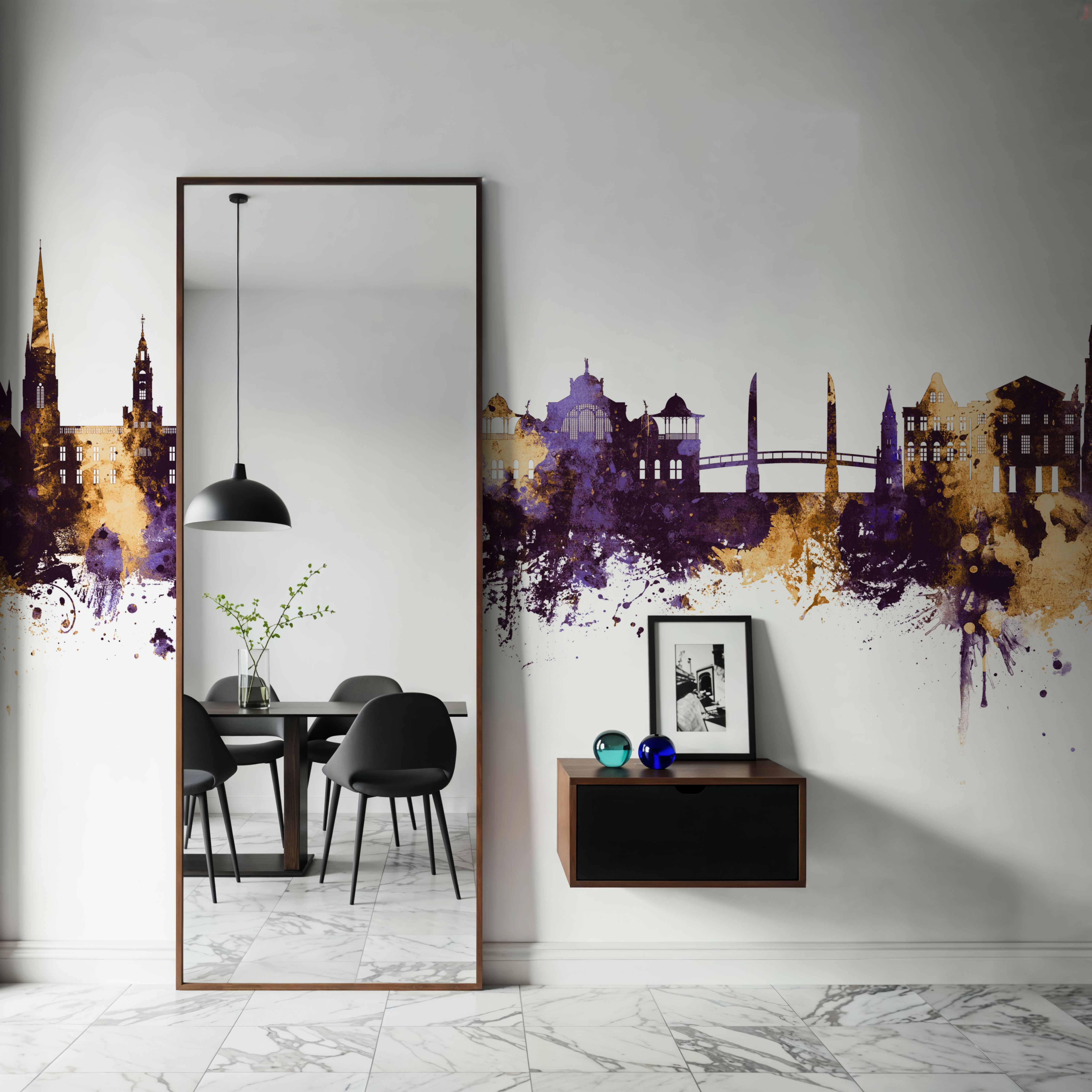 Torquay England Skyline Purple & Gold