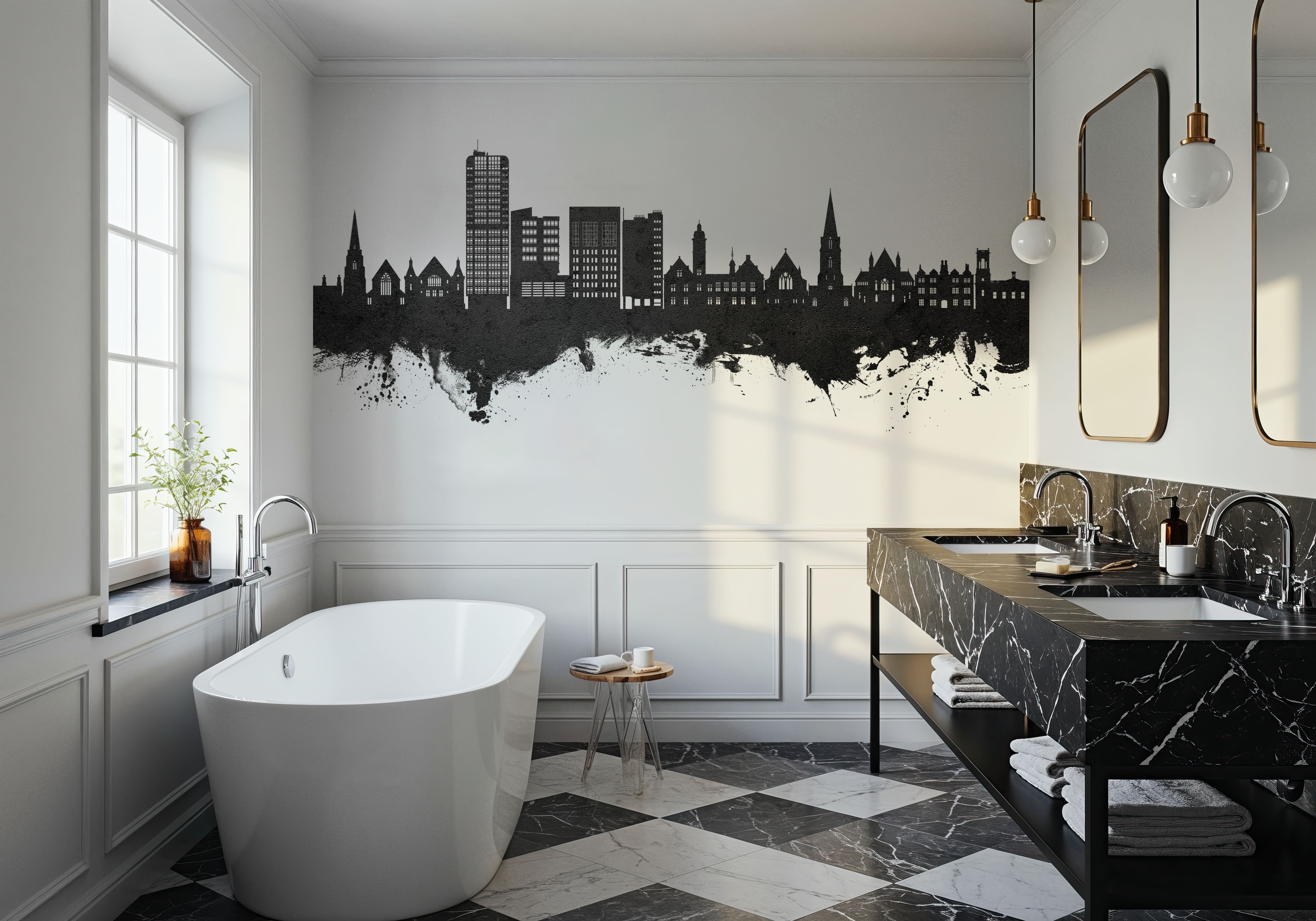 Swindon England Skyline Black & White