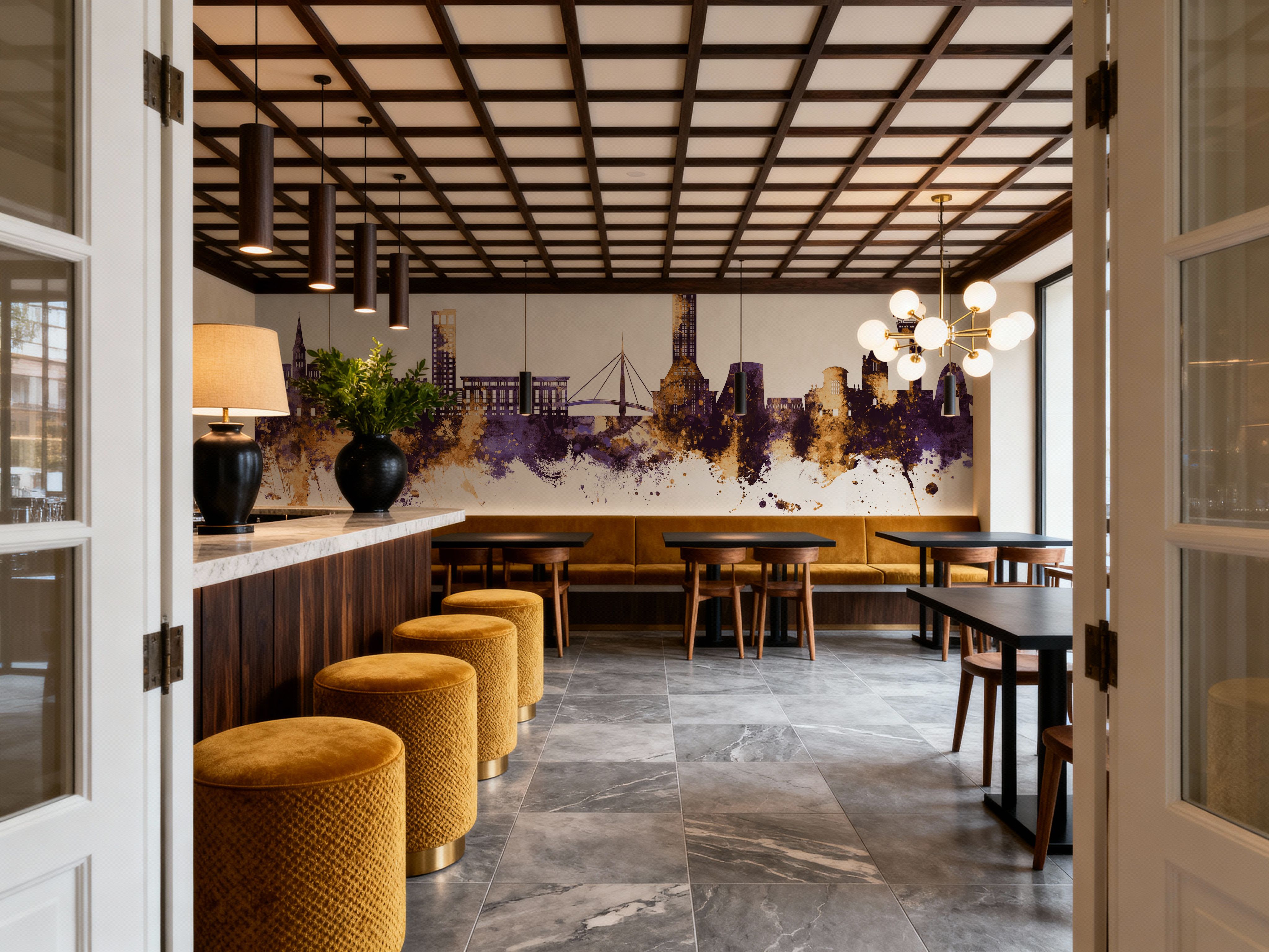 Le Havre France Skyline Purple & Gold