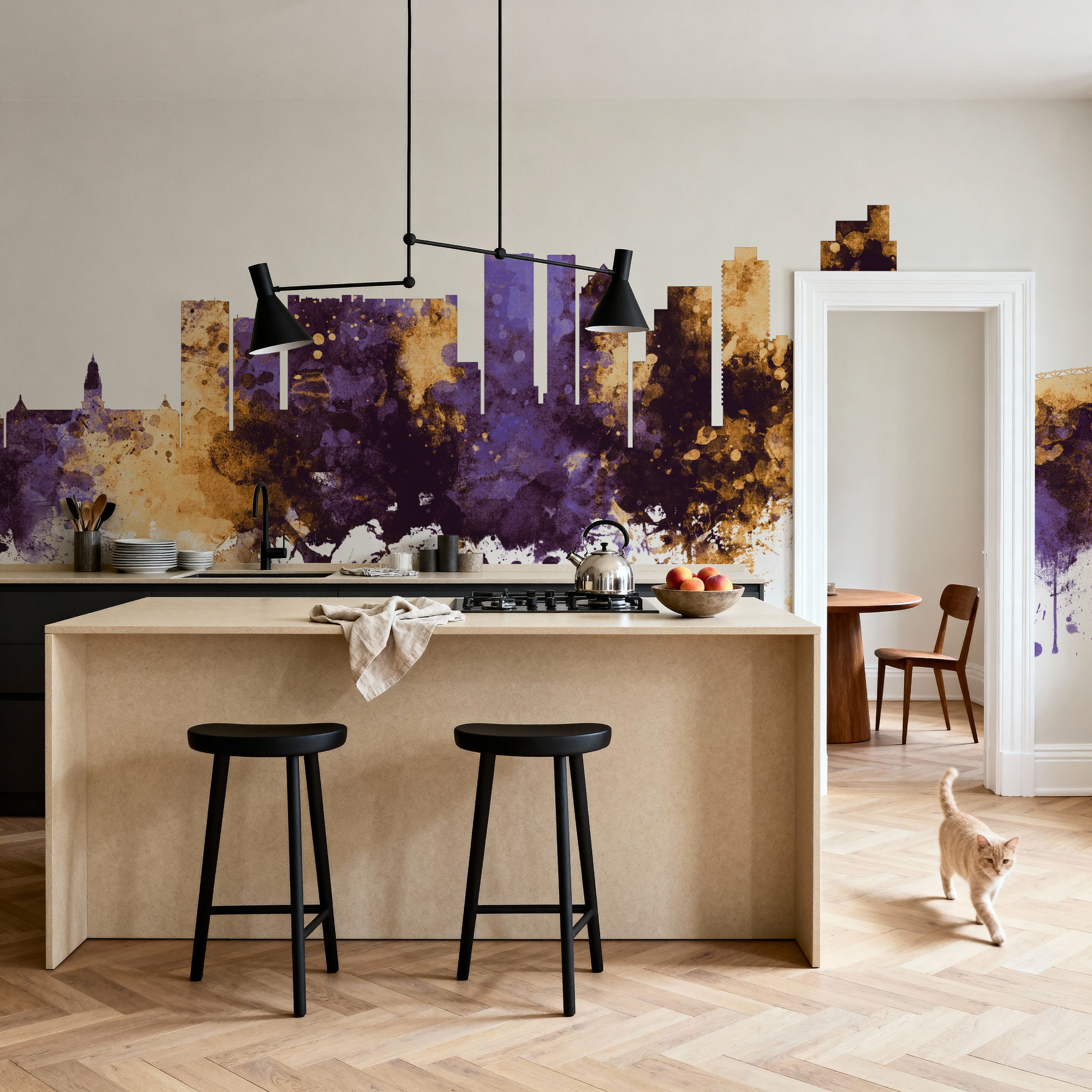 Cape Town Skyline Purple & Gold