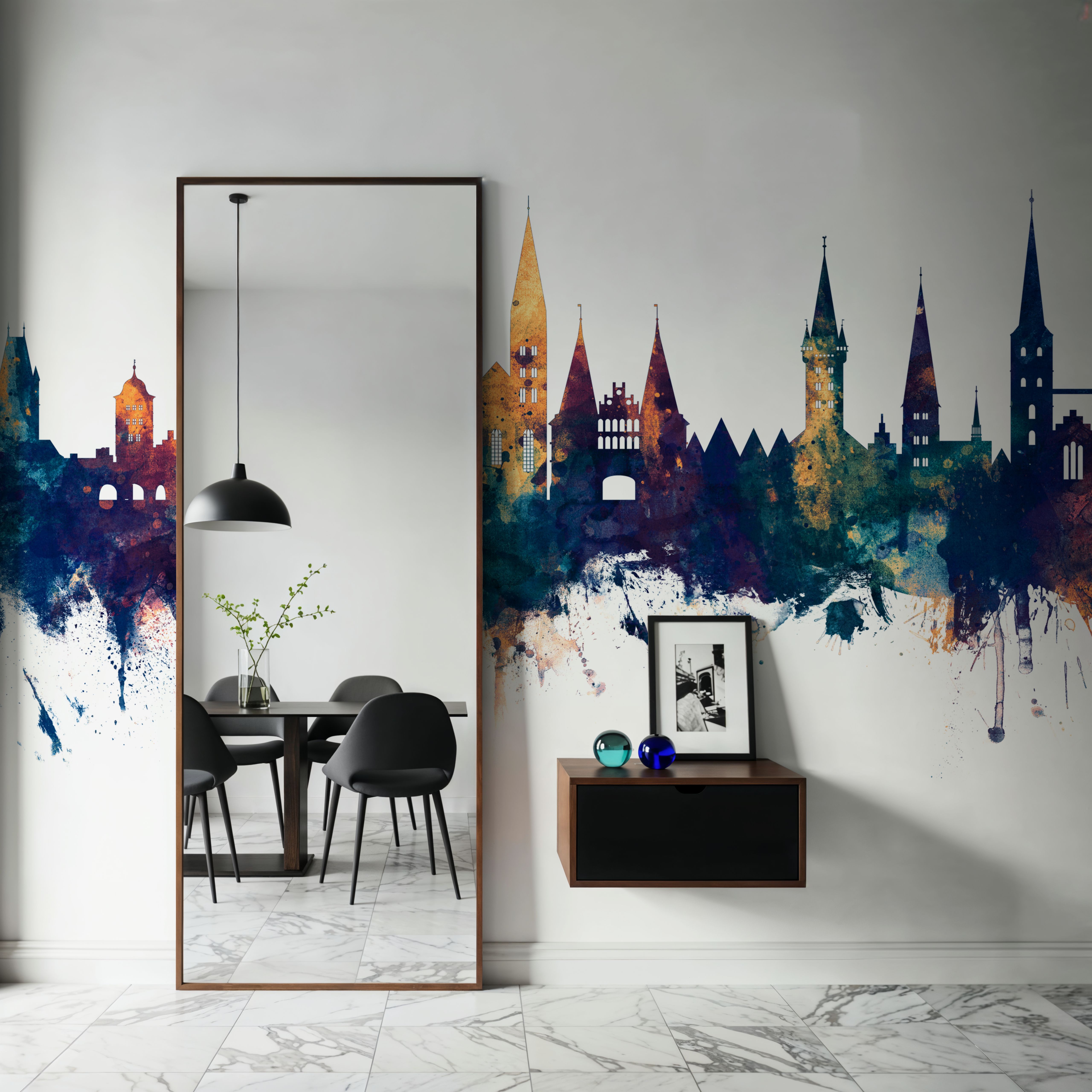 Lubeck Germany Skyline Blue & Bronze
