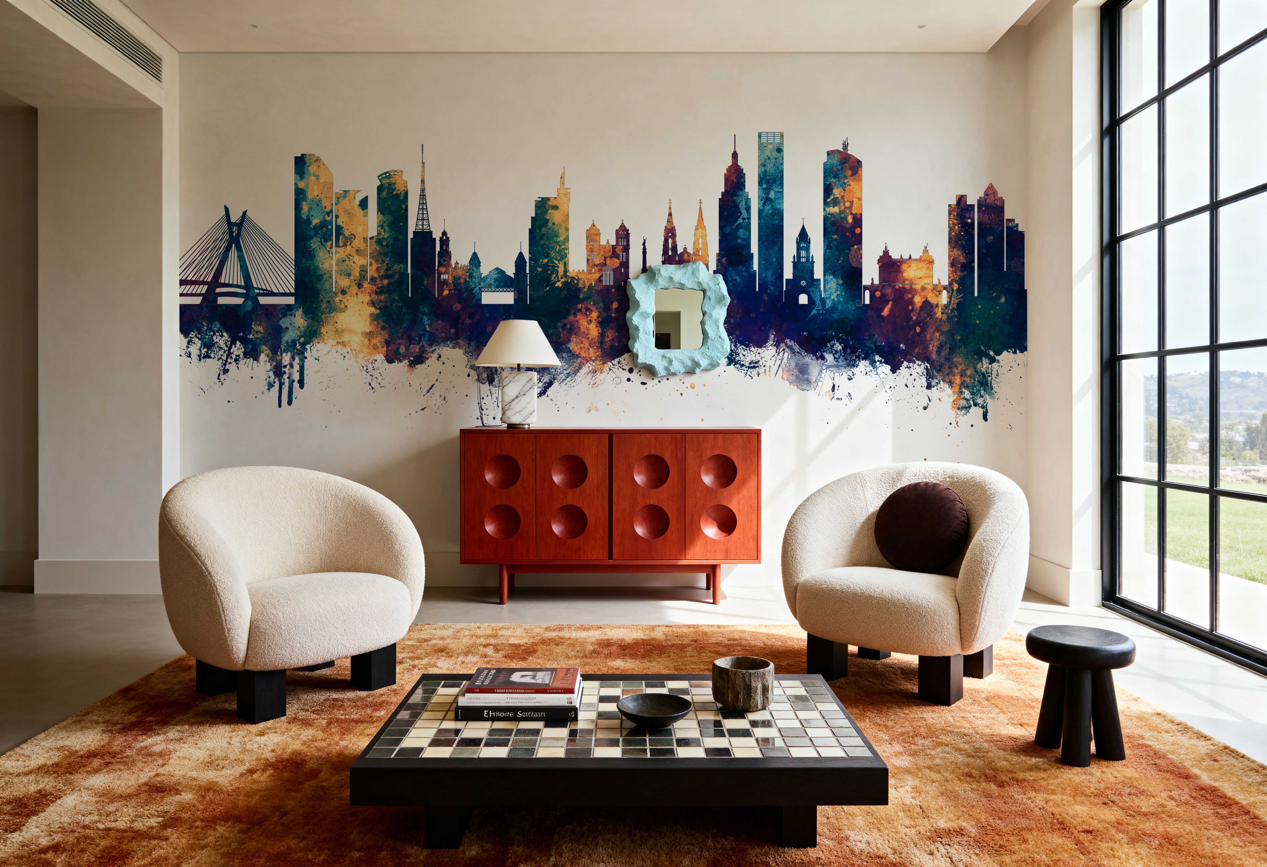 São Paulo Brazil Skyline Blue & Bronze