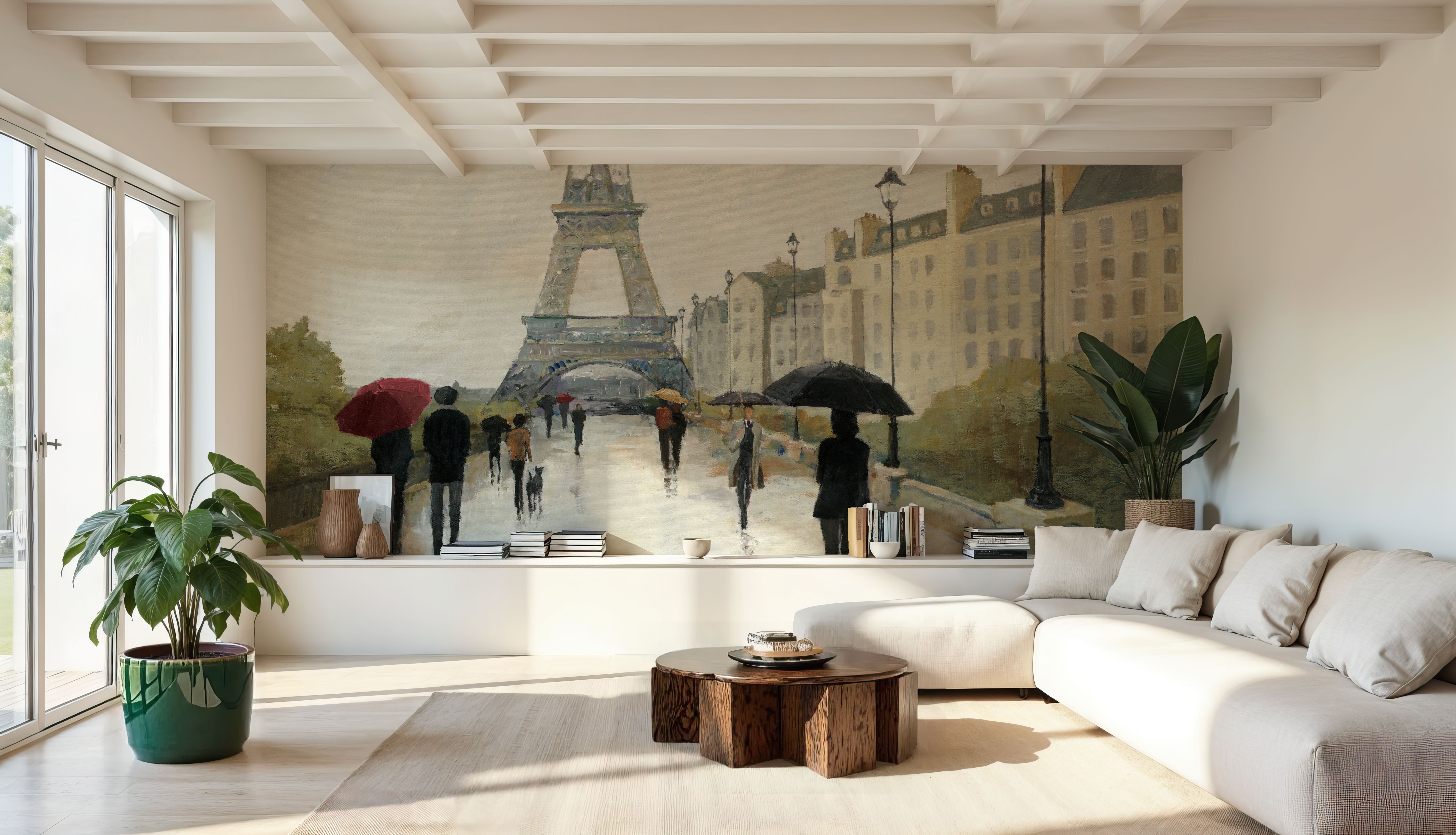 Eiffel in the Rain Marsala Umbrella, Papier peint