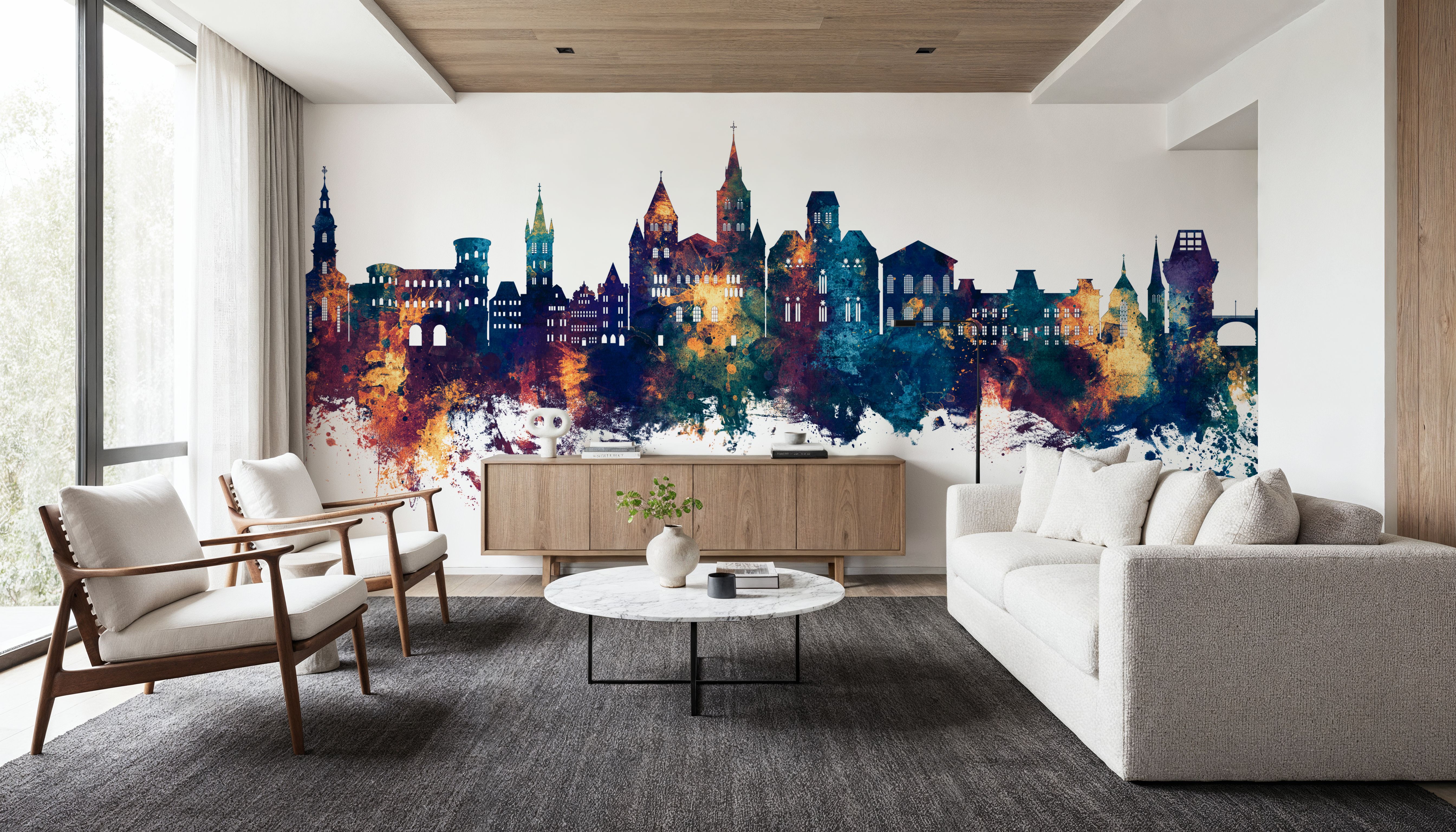 Trier Germany Skyline Blue & Bronze, Tapeten