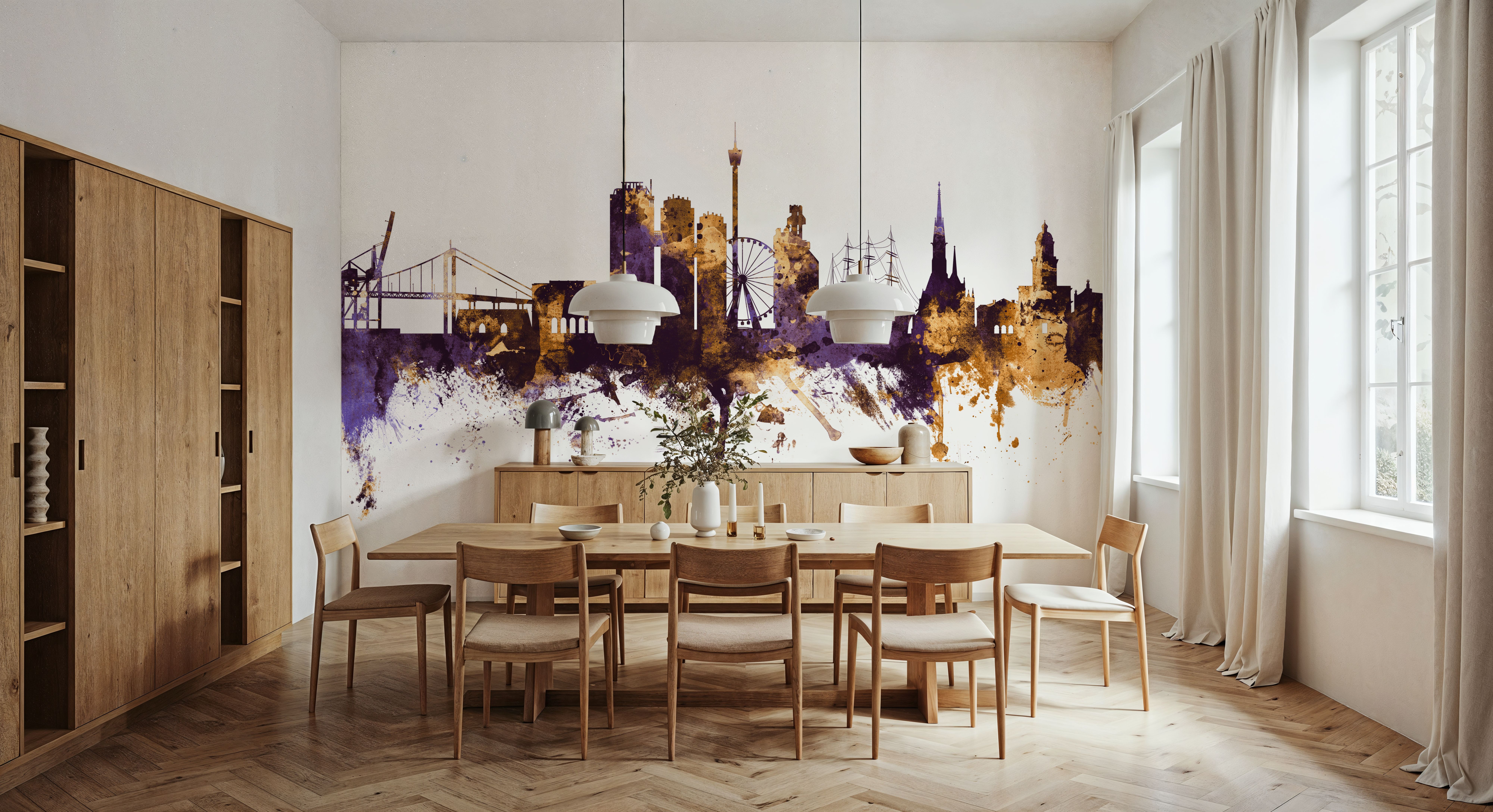 Gothenburg Skyline Purple & Gold