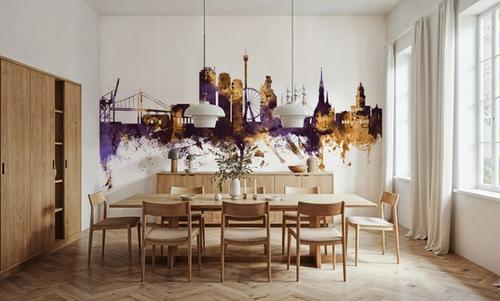 Gothenburg Skyline Purple & Gold
