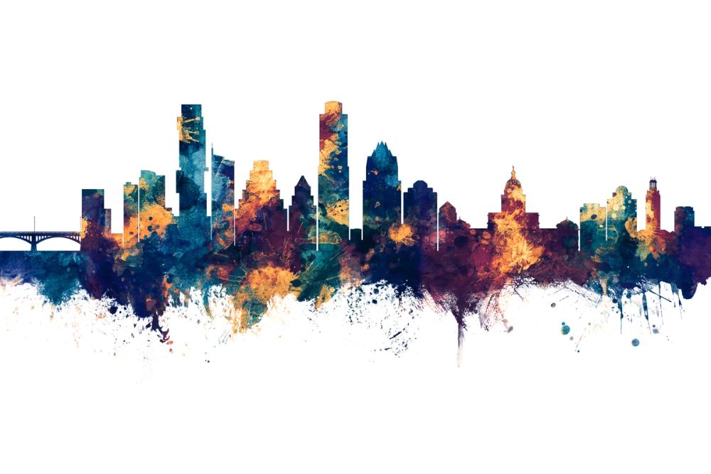 Austin Texas Skyline Blue & Bronze