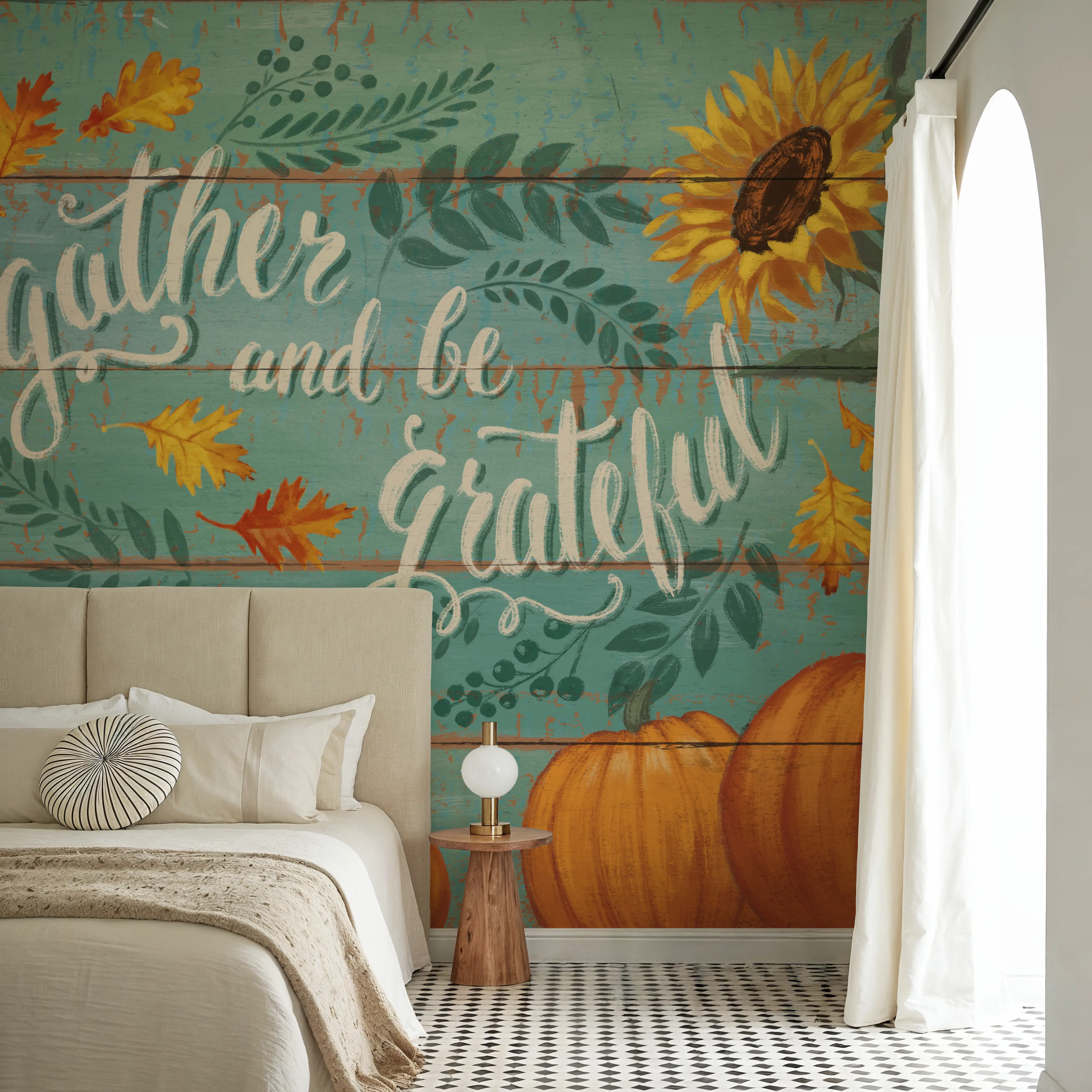 Fotobehang - Harvest Delight V - Bloemen Fruit Mural - Oranje - Woonkamer - Wallism Nederland - Zelfklevend of Vliesbehang