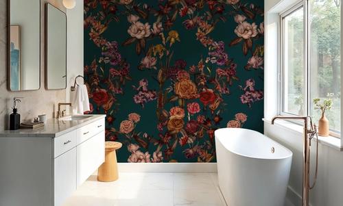 Floral Gaze, Dark Teal