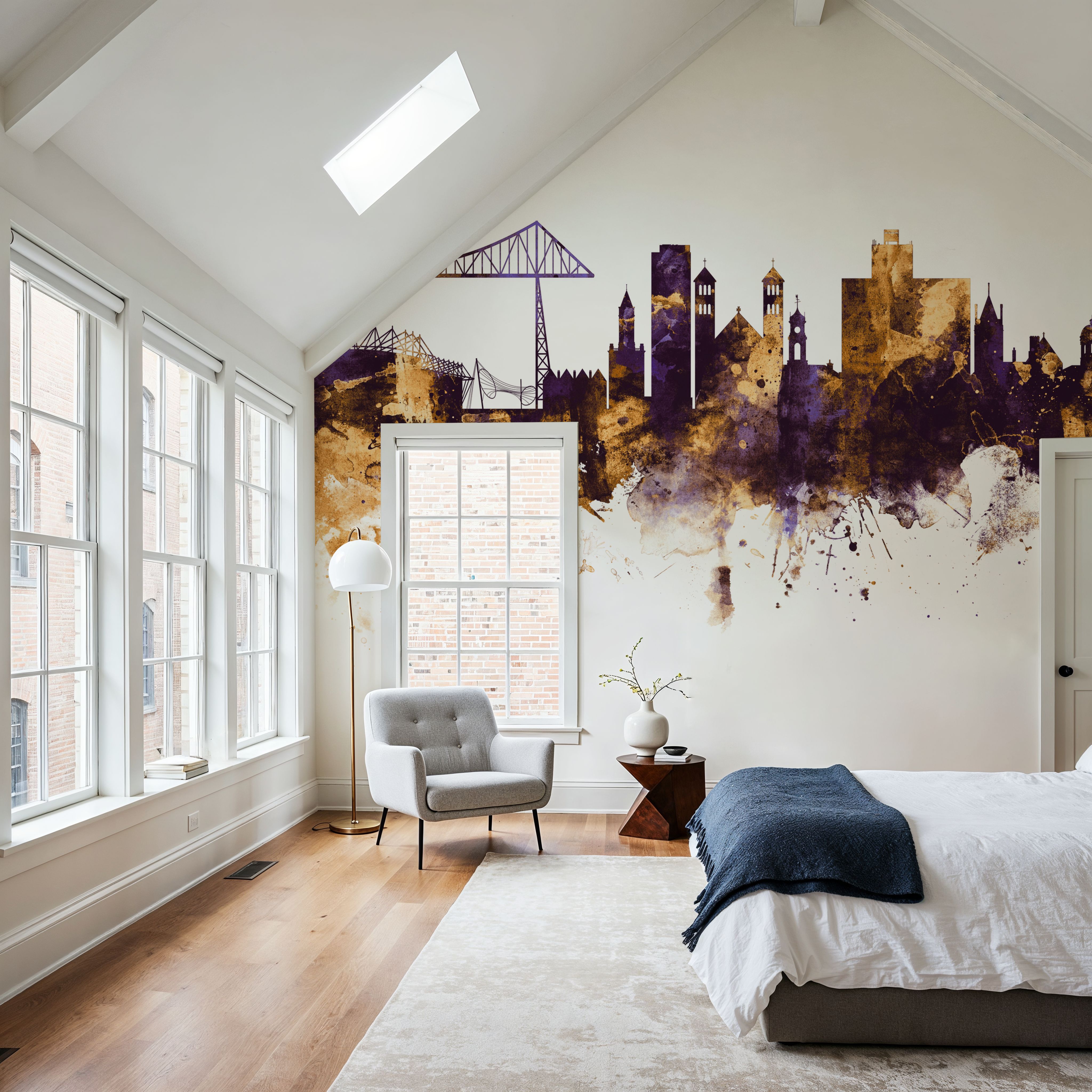 Middlesbrough England Skyline Purple & Gold