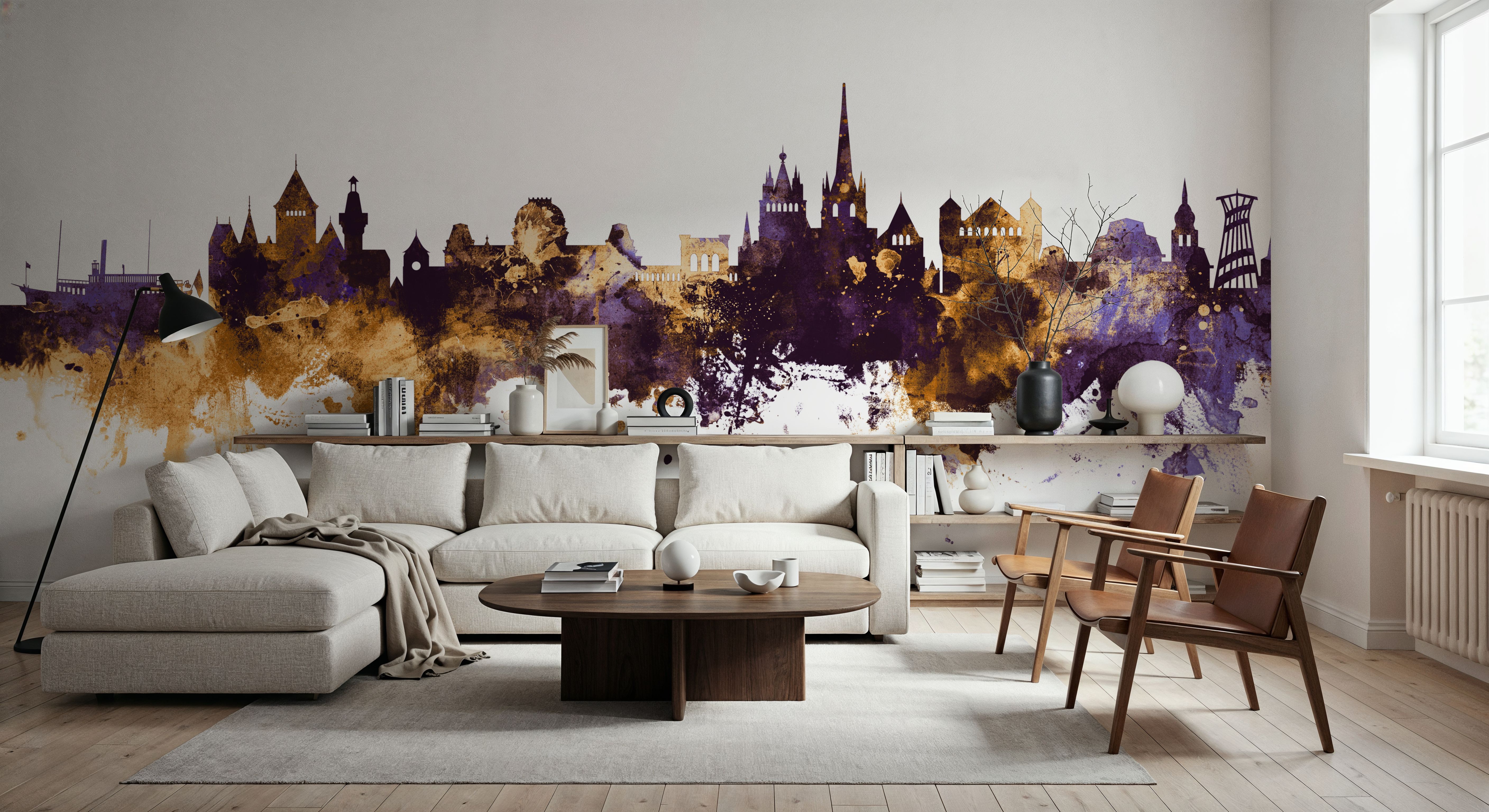 Lausanne Switzerland Skyline Purple & Gold