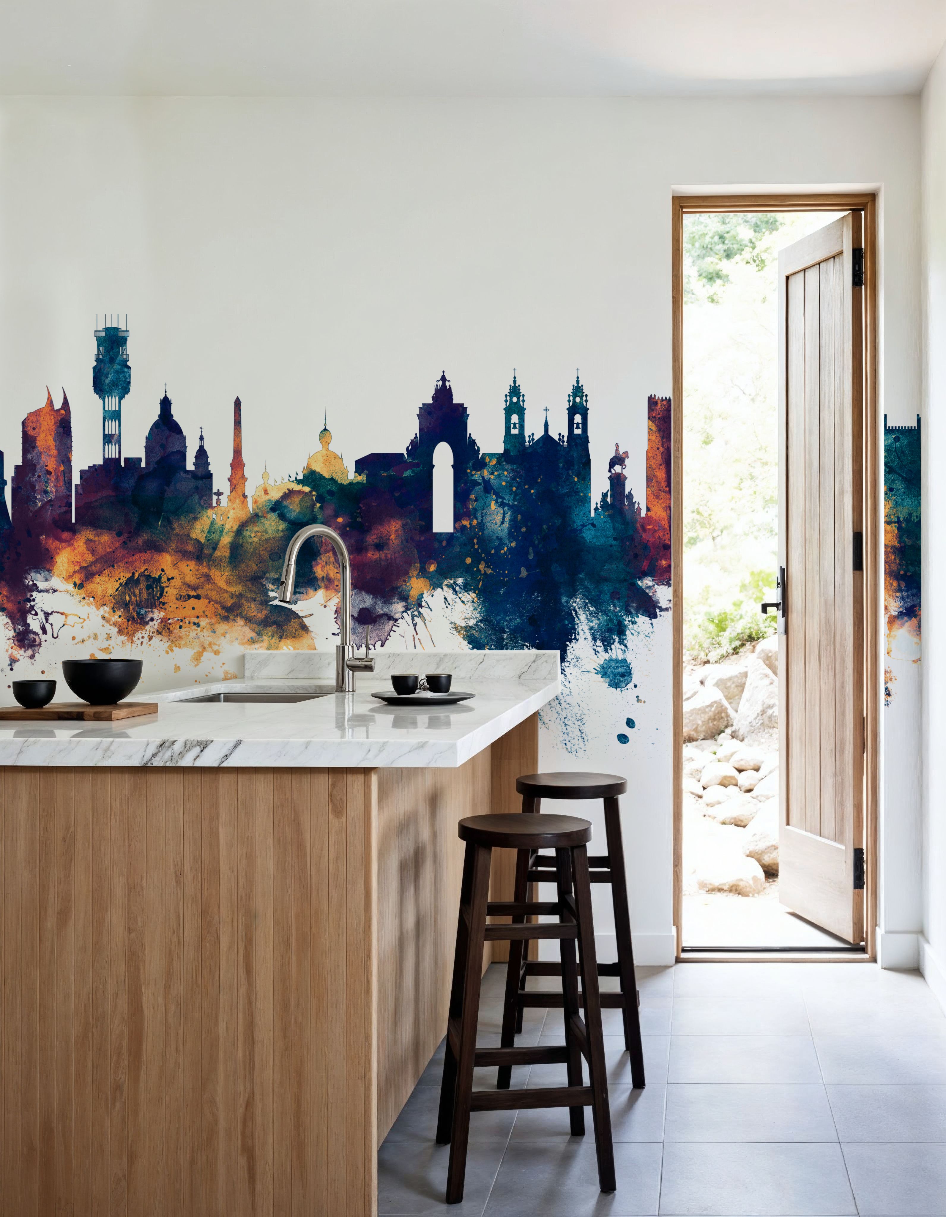 Lisbon Portugal Skyline Blue & Bronze