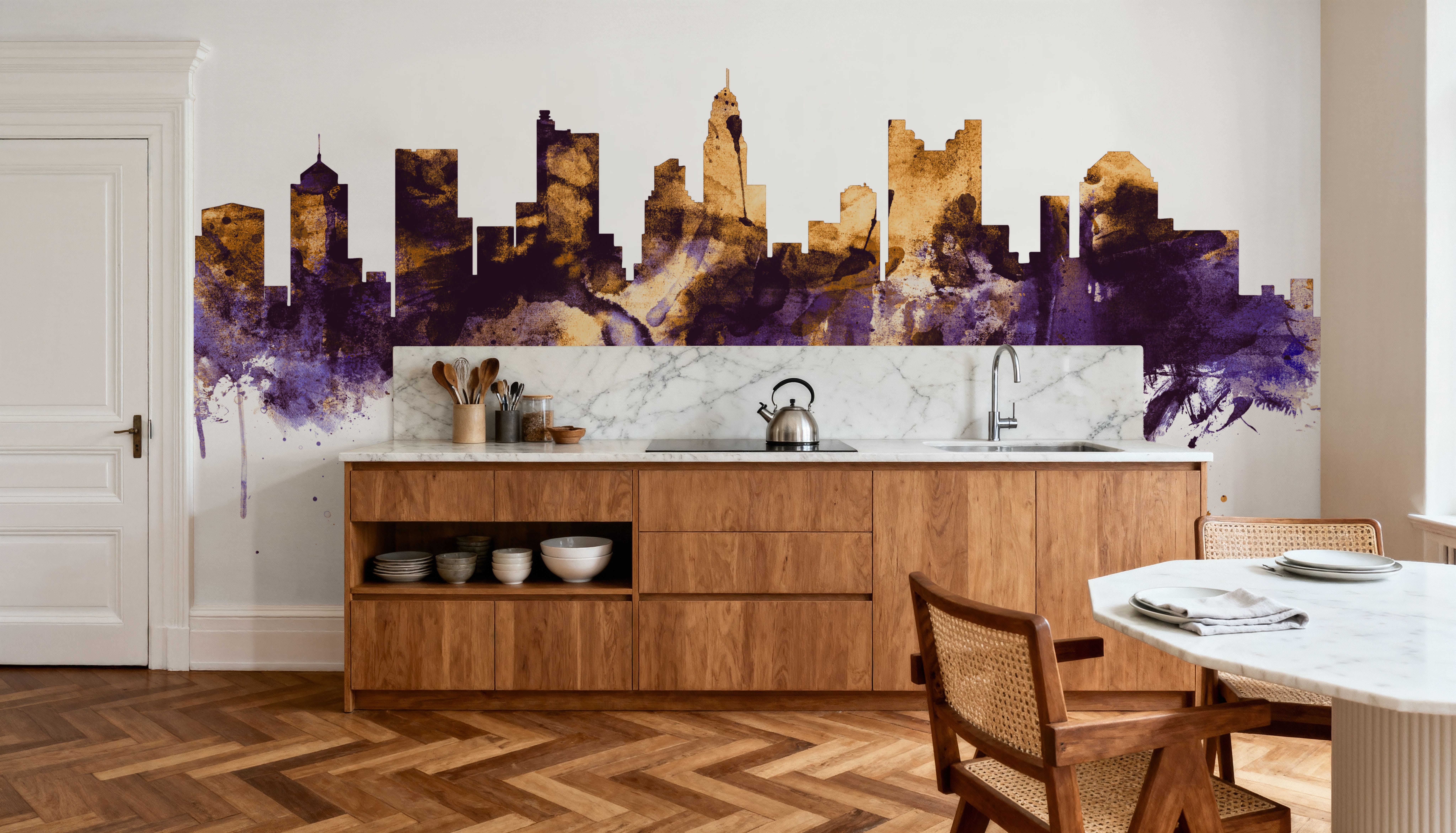 Columbus Ohio Skyline Purple & Gold