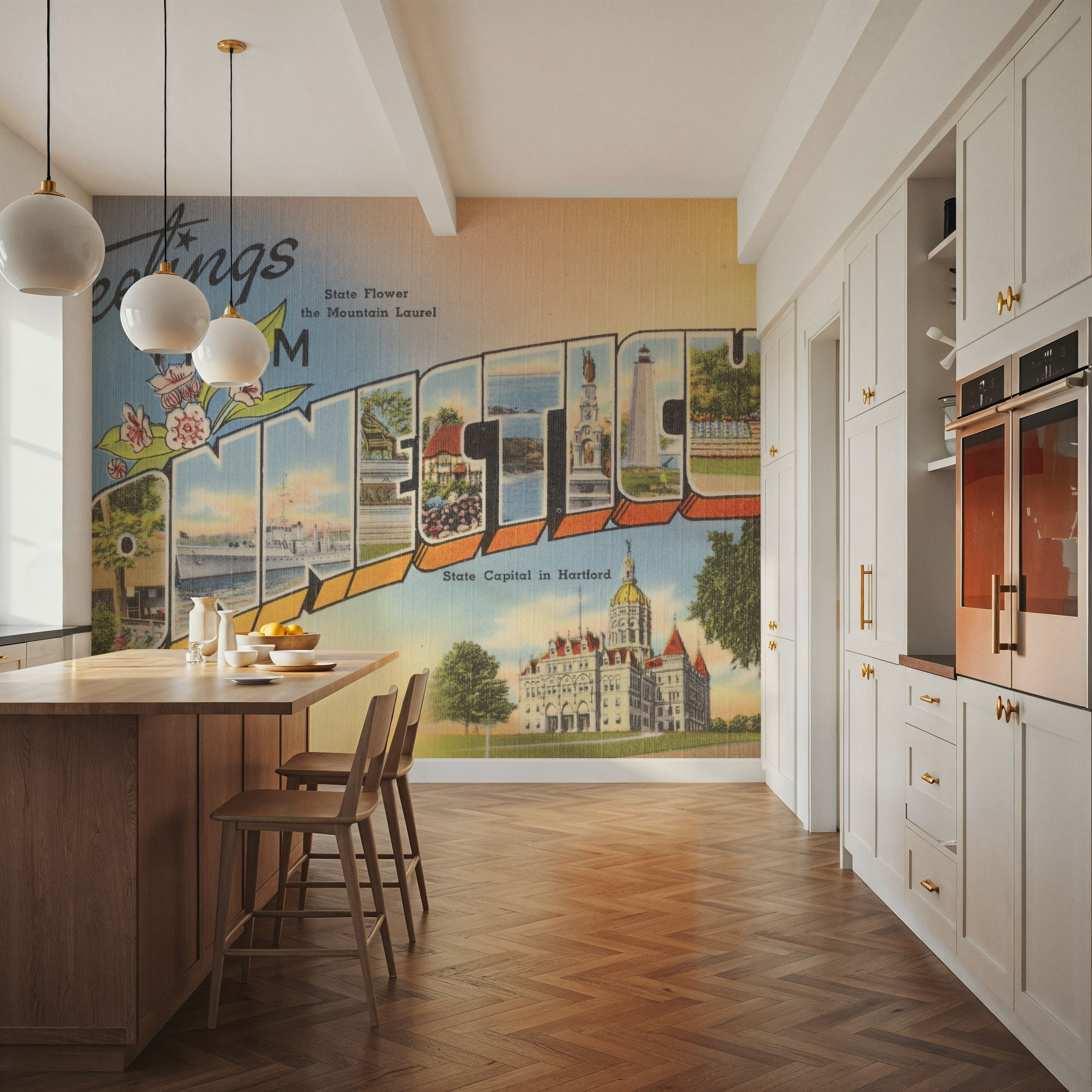 Greetings from Connecticut - Screenprint Postcard