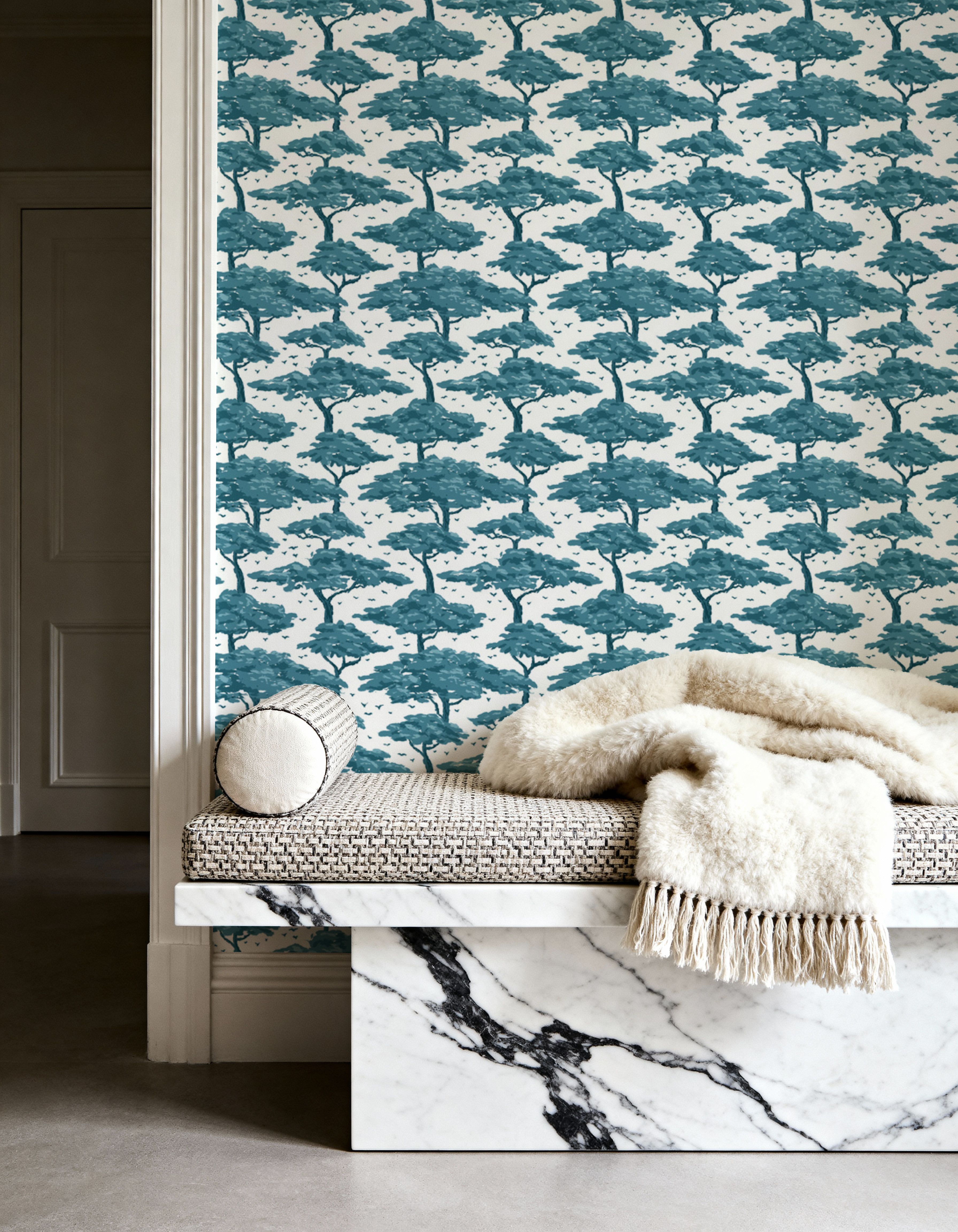 Tree Canopy, Teal on Snow