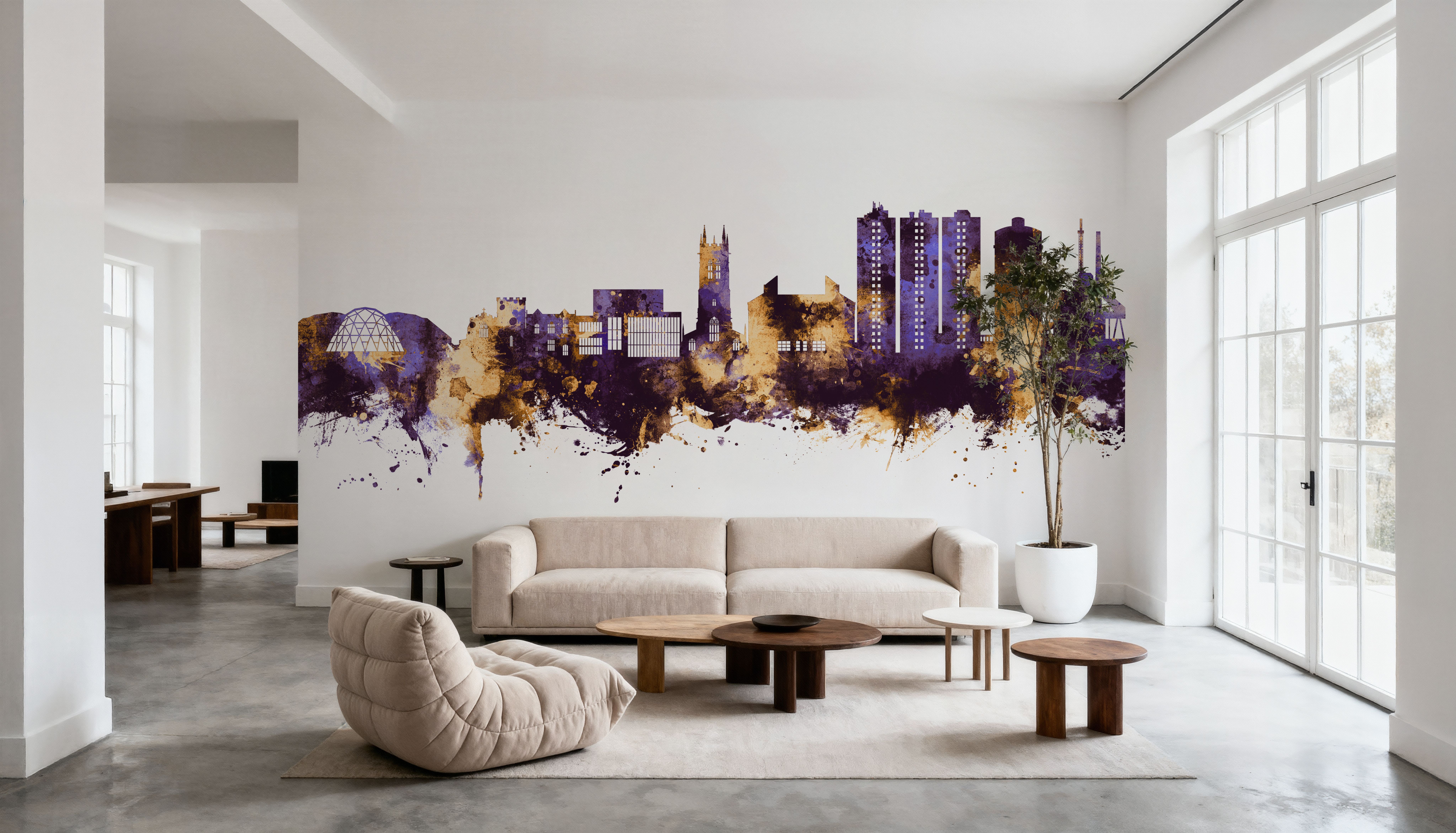 Scunthorpe England Skyline Purple & Gold