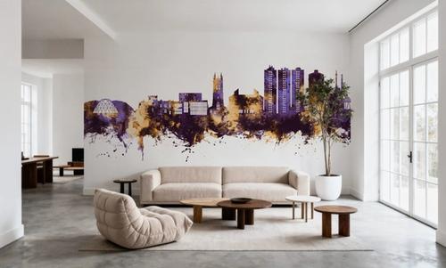 Scunthorpe England Skyline Purple & Gold