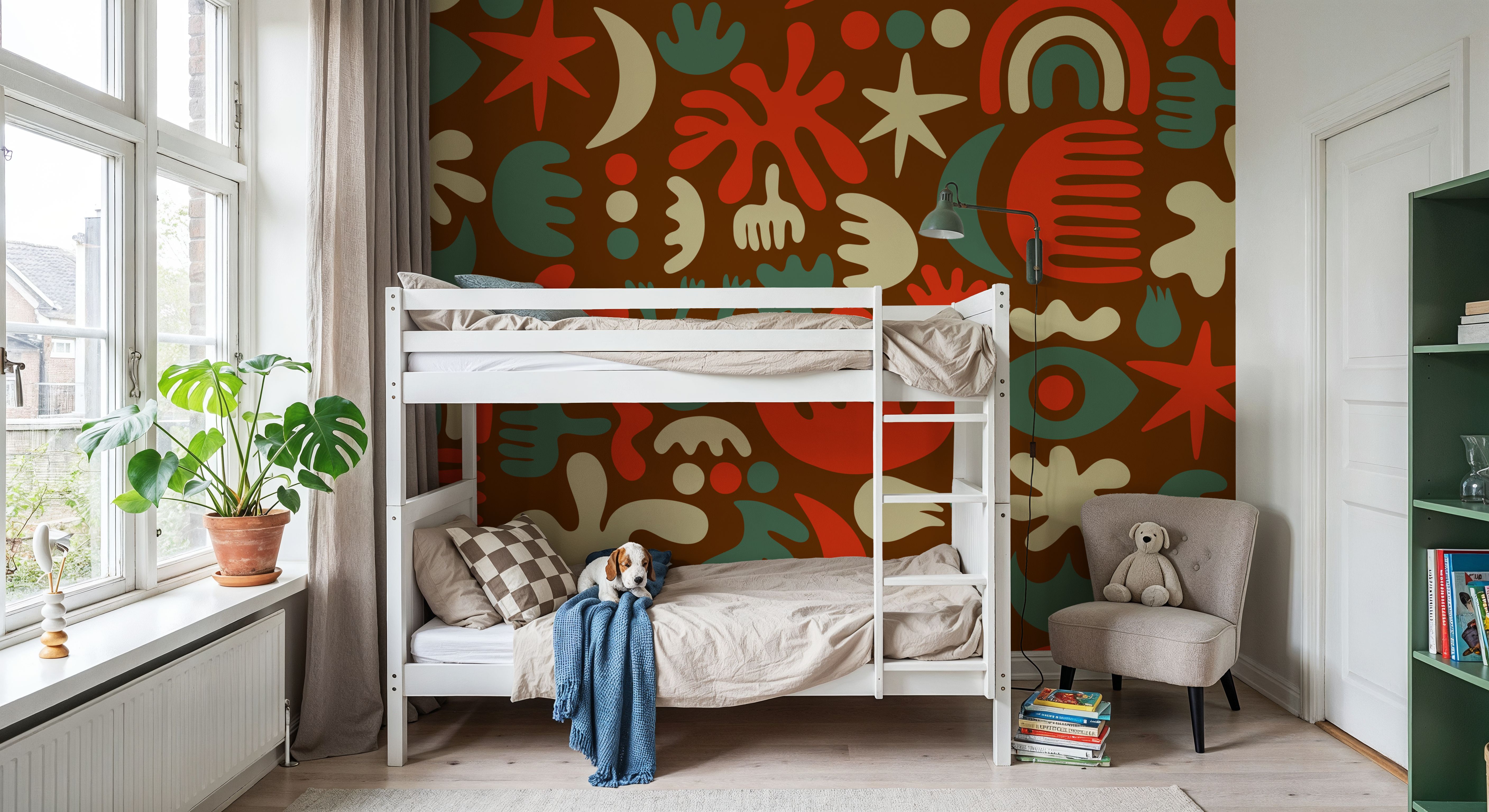 Cute Cutouts Mural, Red, Tapet