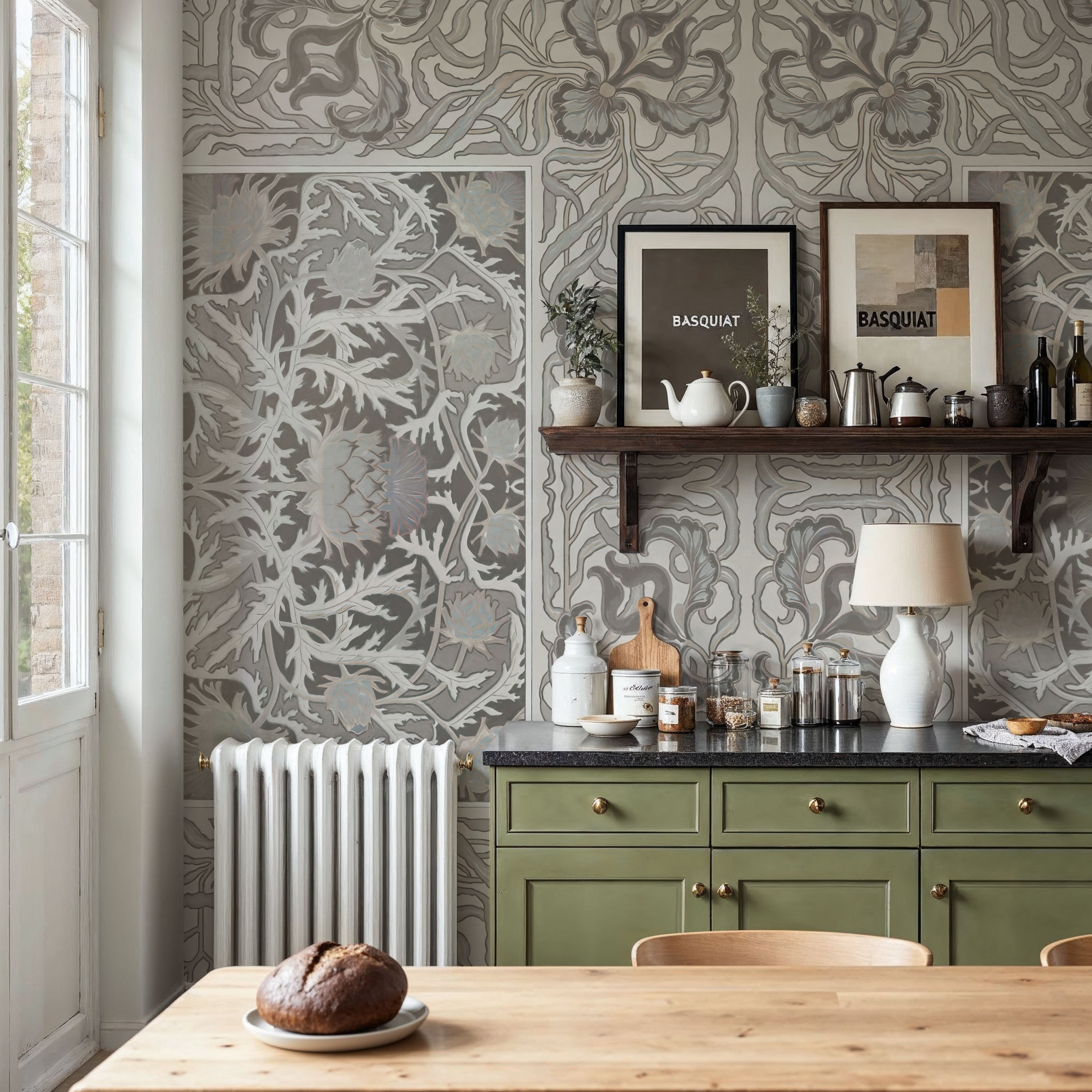 Iris & Thistle Ornament, Gray