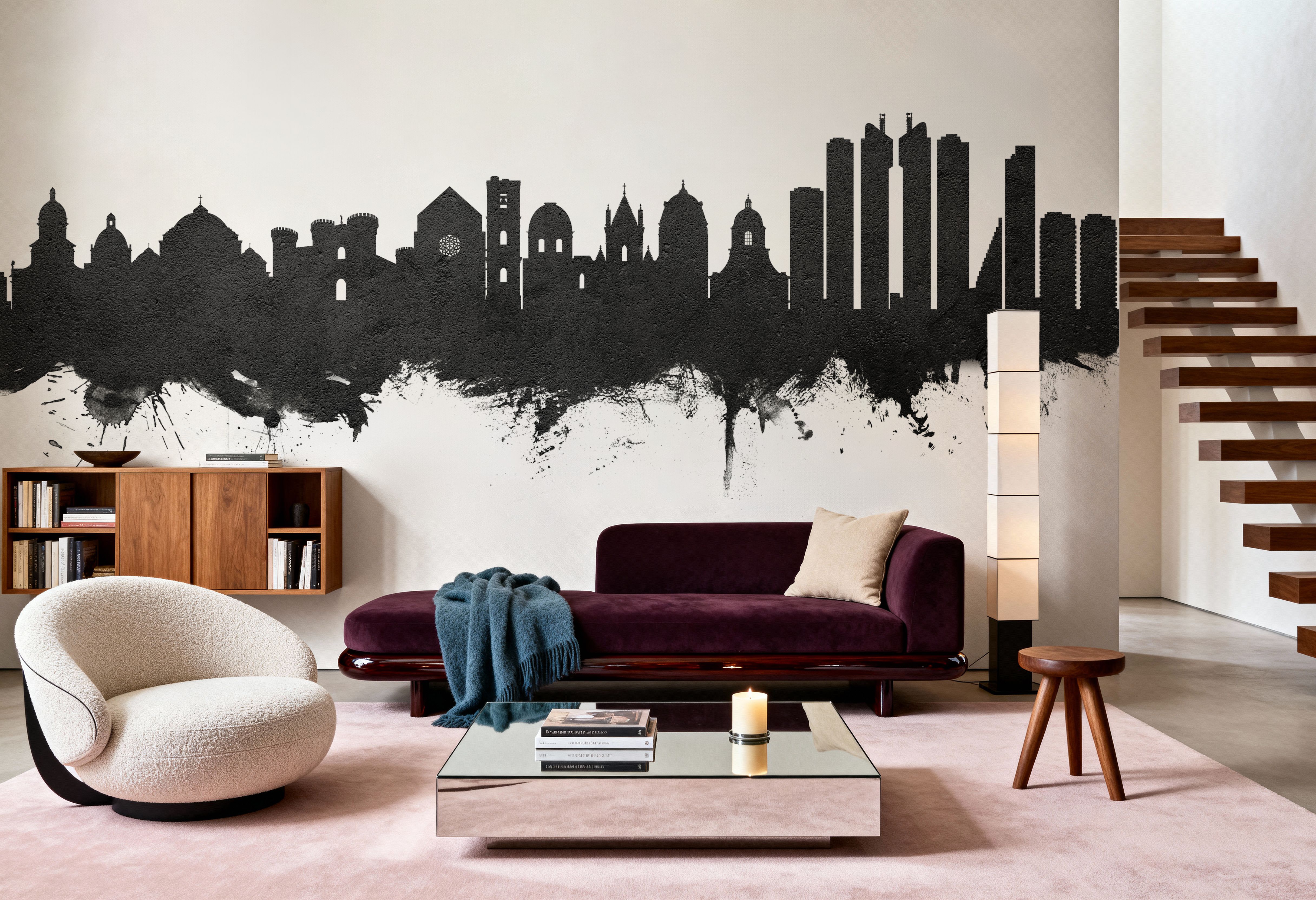 Naples Italy Skyline Black & White