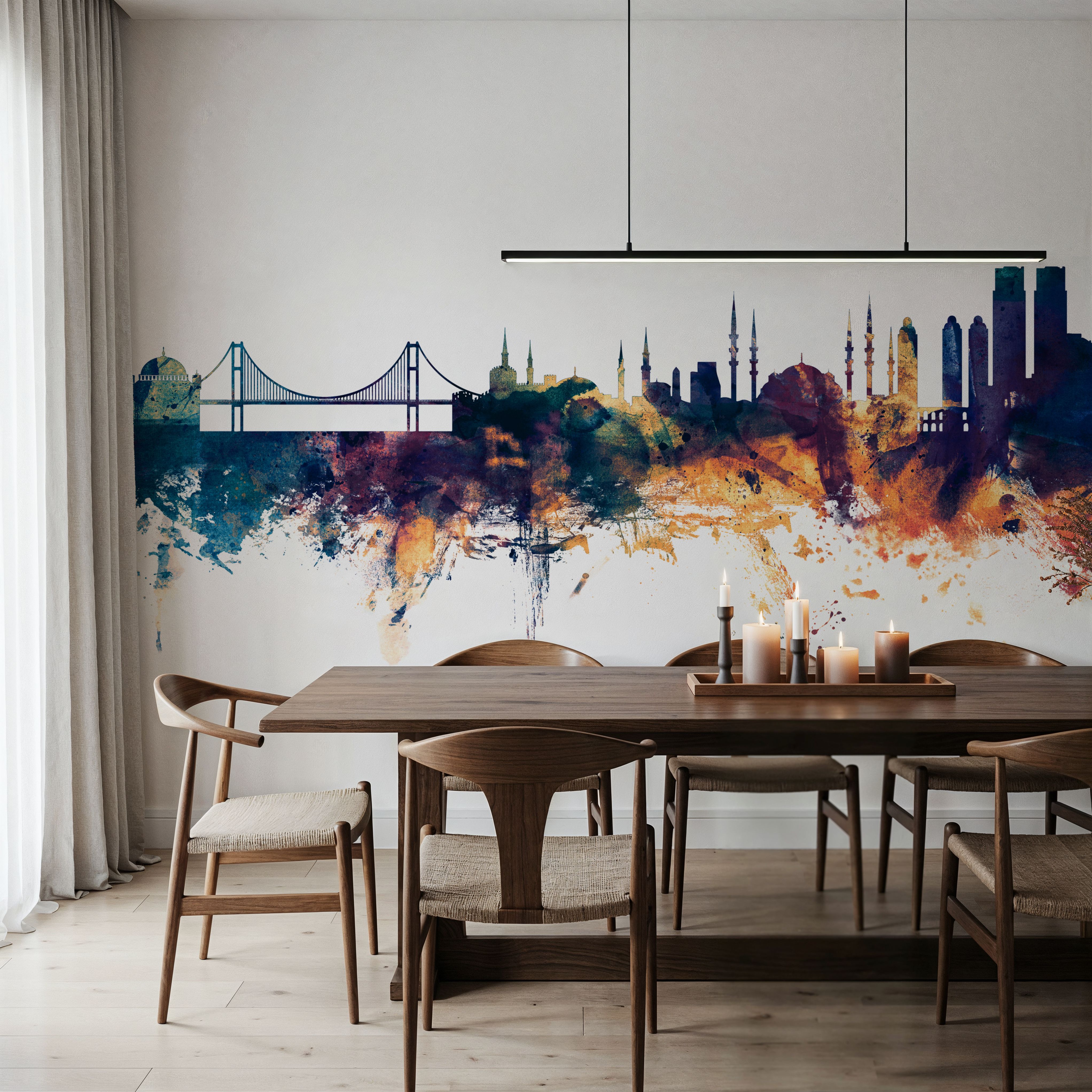 Istanbul Turkey Skyline Blue & Bronze