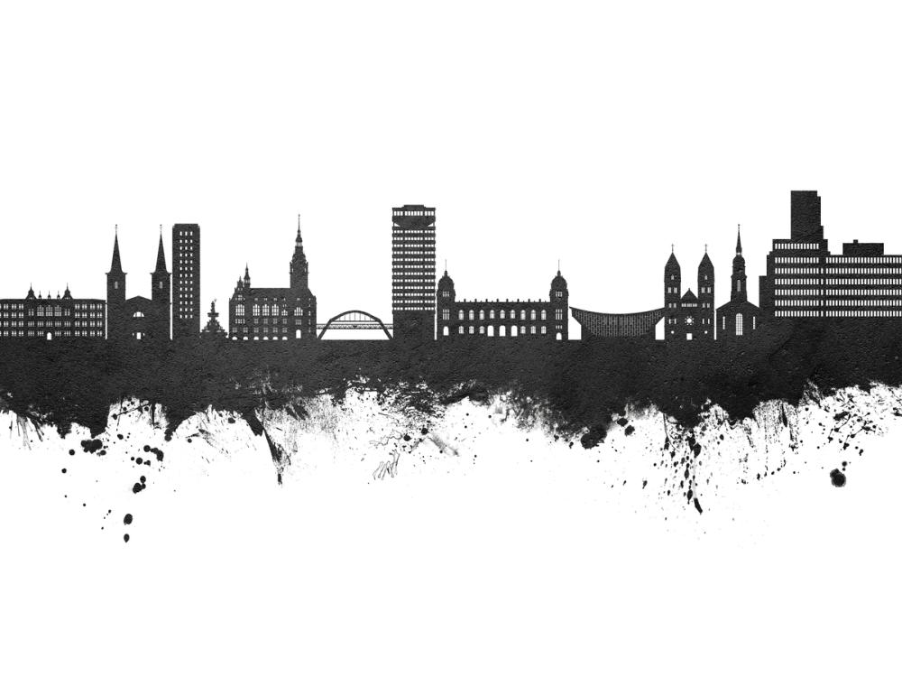 Wuppertal Germany Skyline Black & White