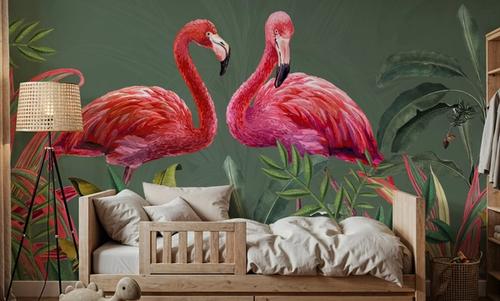 Shy Flamingos Green