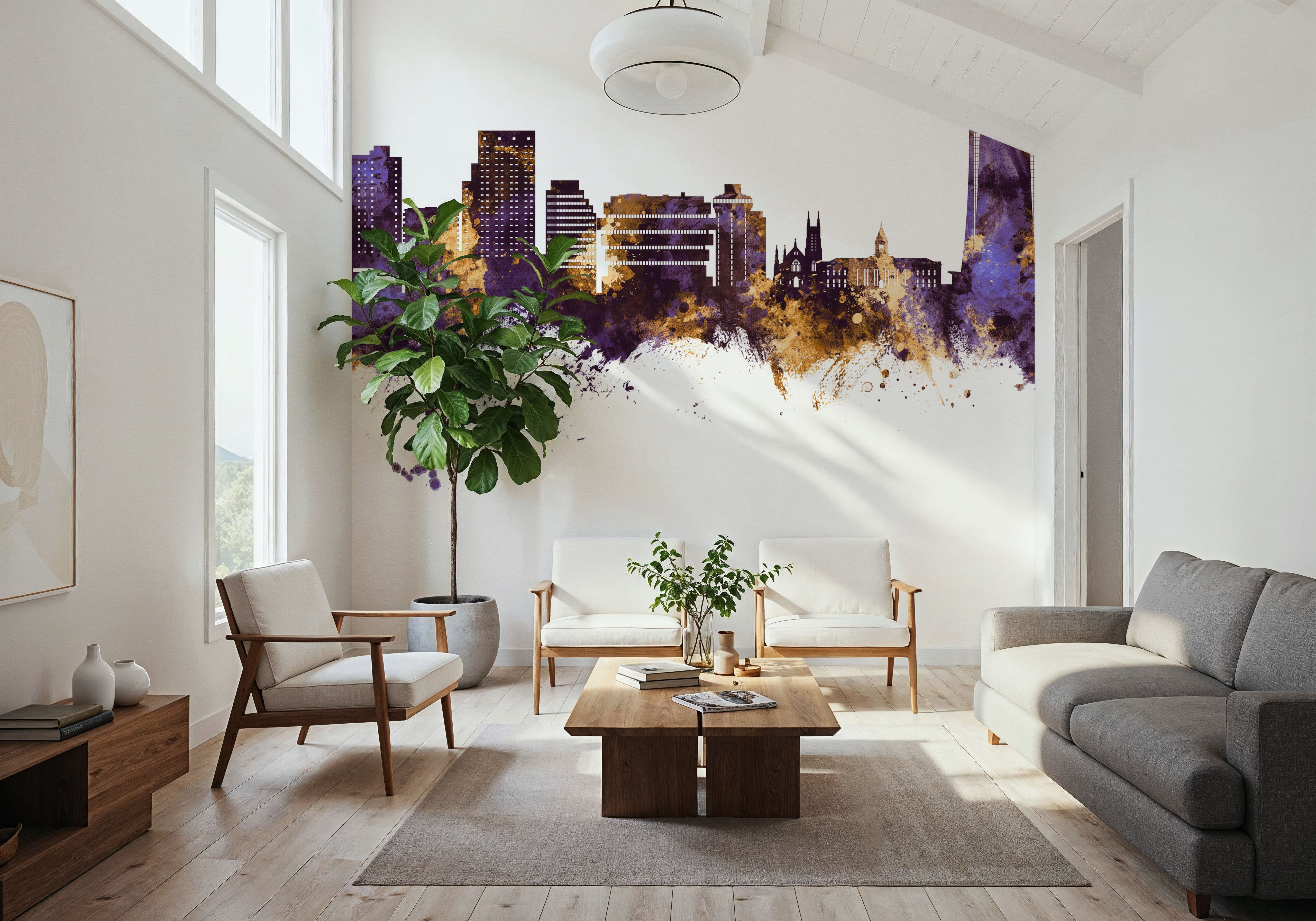 Stamford Connecticut Skyline Purple & Gold