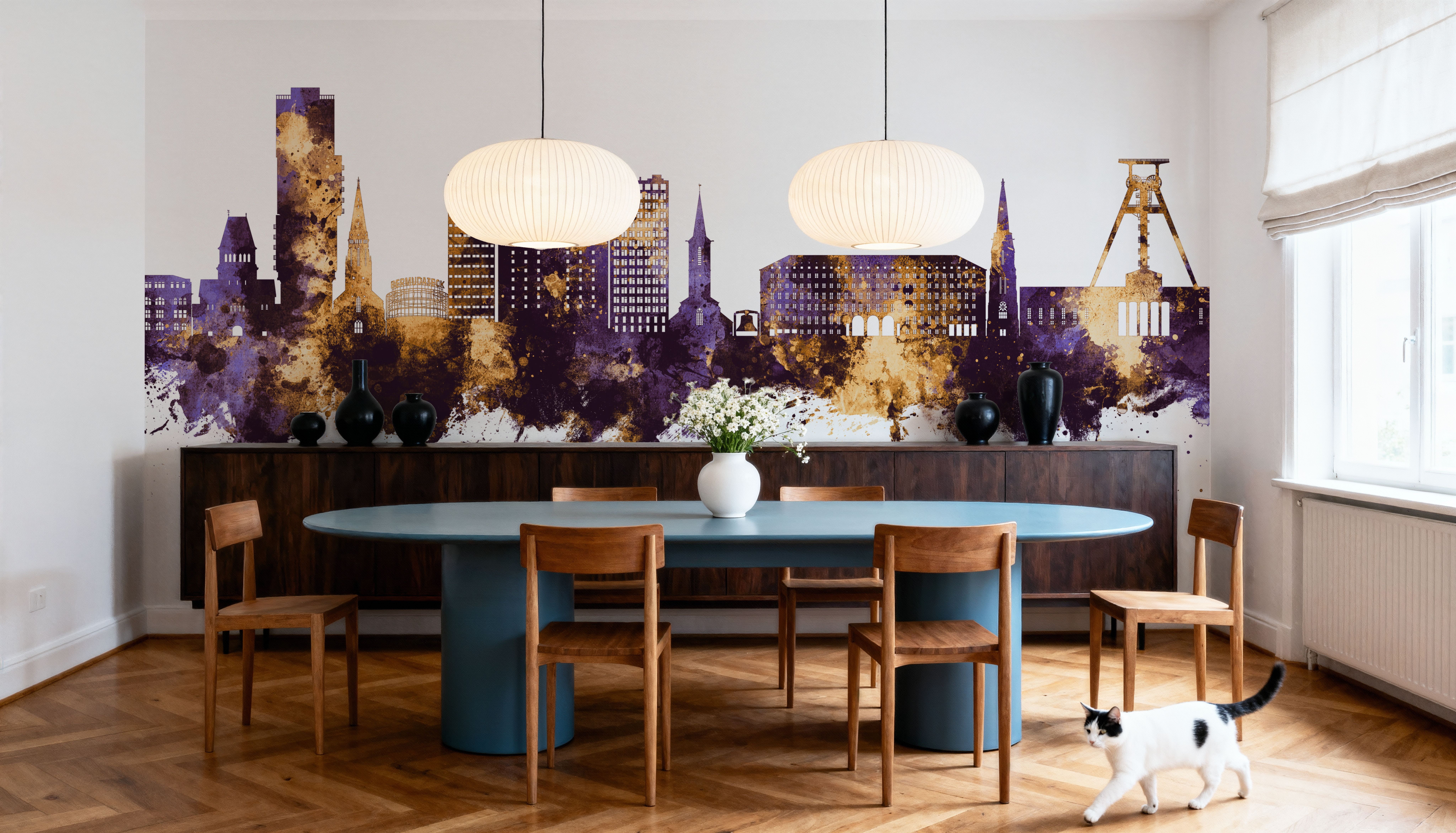 Bochum Germany Skyline Purple & Gold