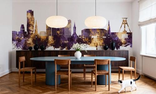 Bochum Germany Skyline Purple & Gold