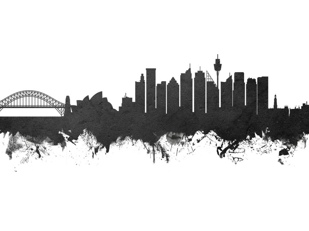 Sydney Australia Skyline Black & White