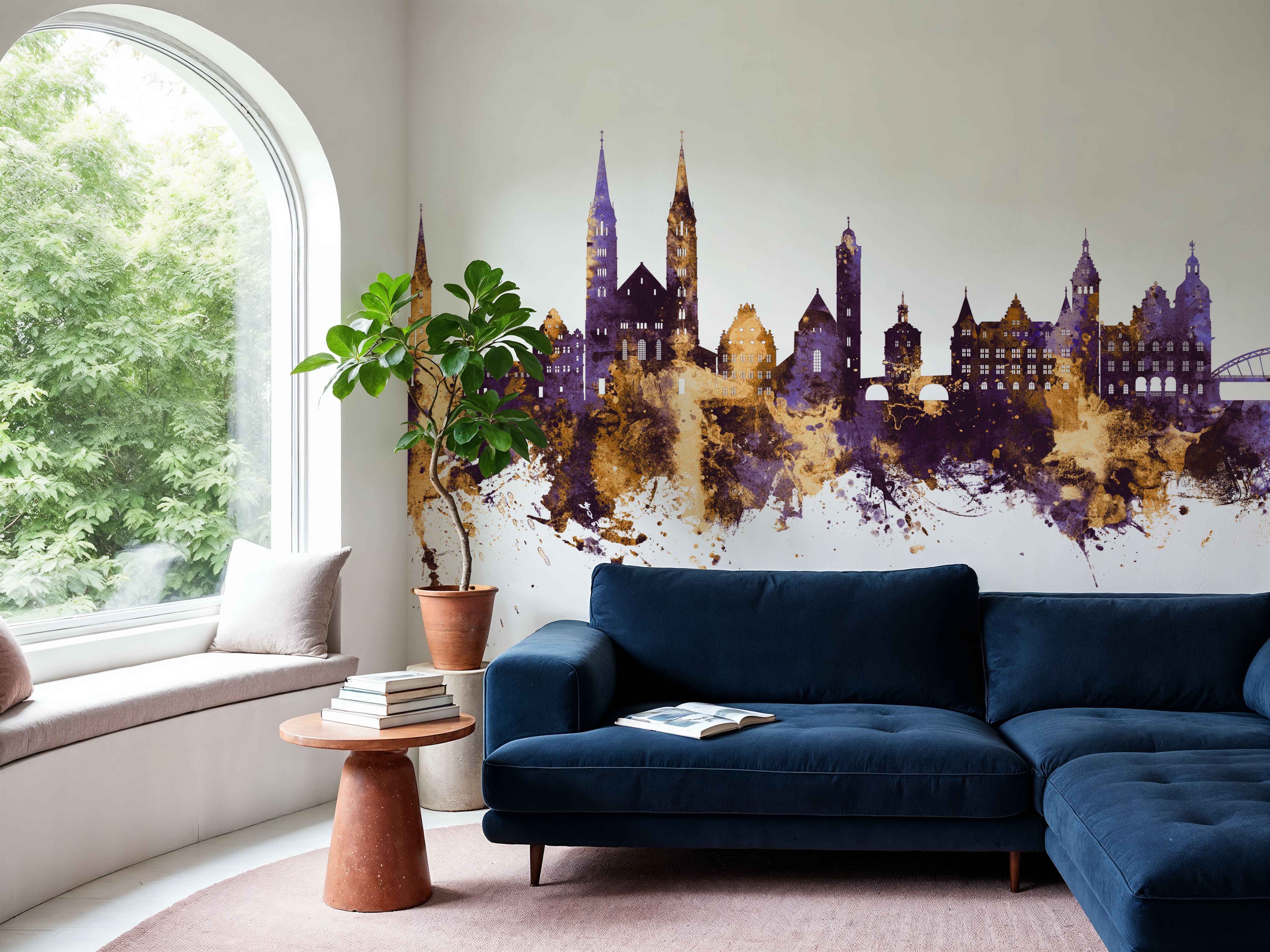 Bamberg Germany Skyline Purple & Gold