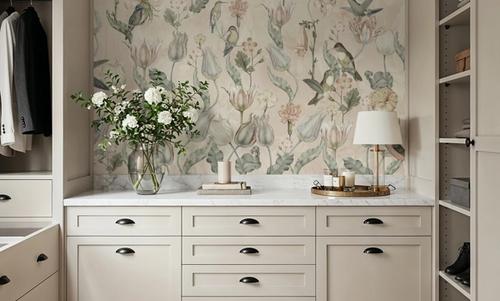 Tulips & Birds, Beige