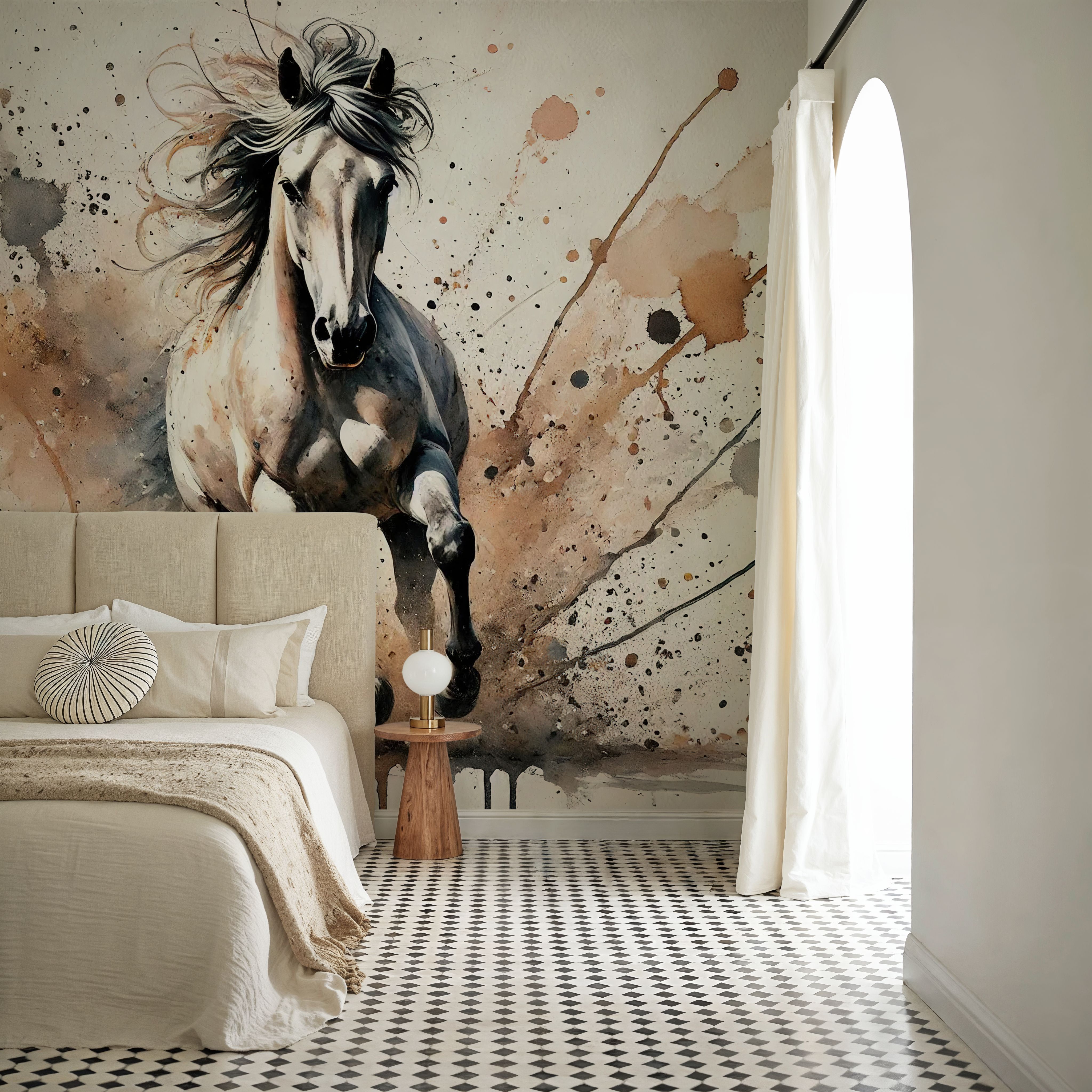Wall Mural - Dynamic Horse - Abstract Animals mural wallpaper - Living room - Wallism US - Premium, Textured or Peel & Stick