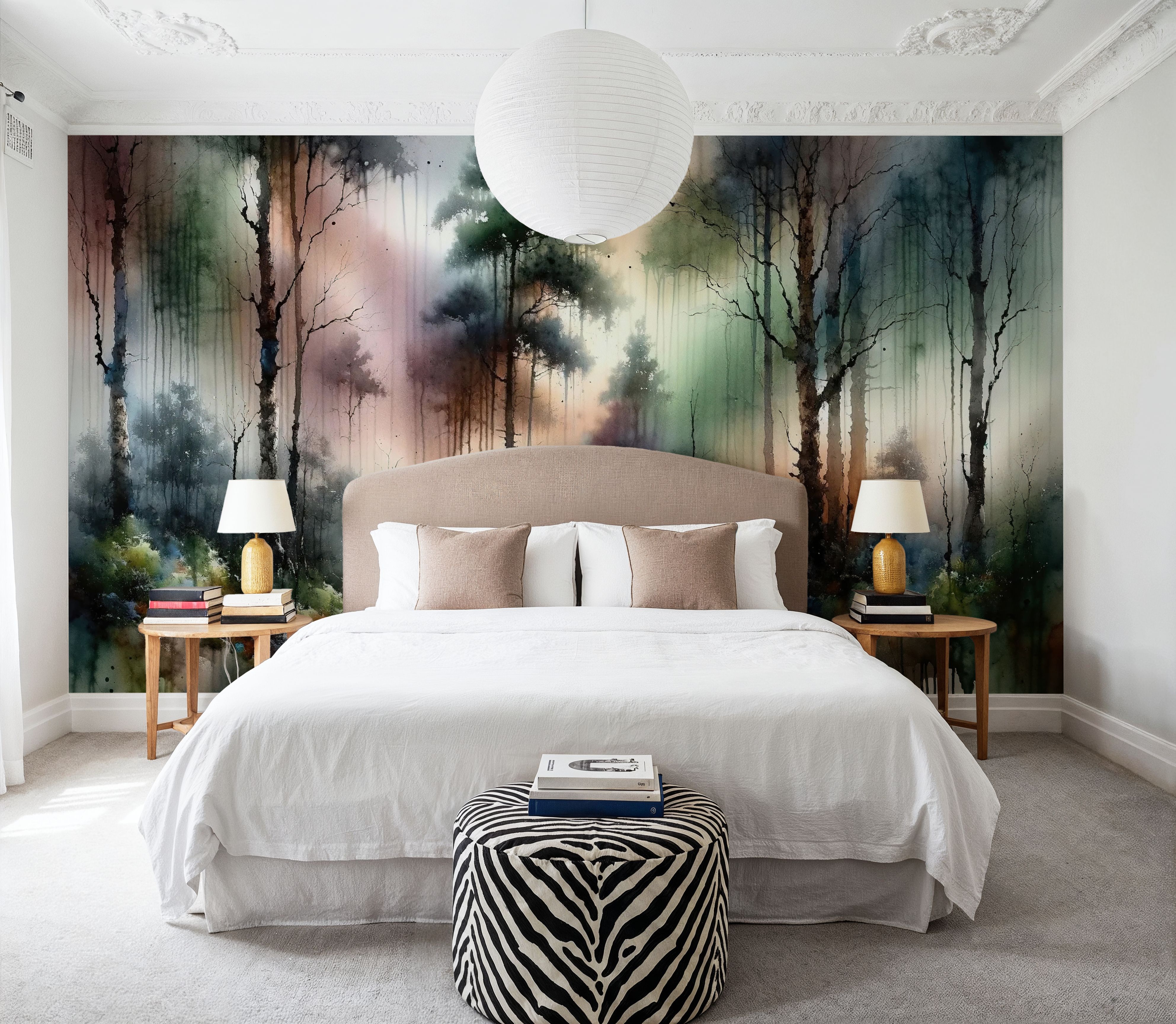 Mysterious Forest Enveloped in Thick Fog