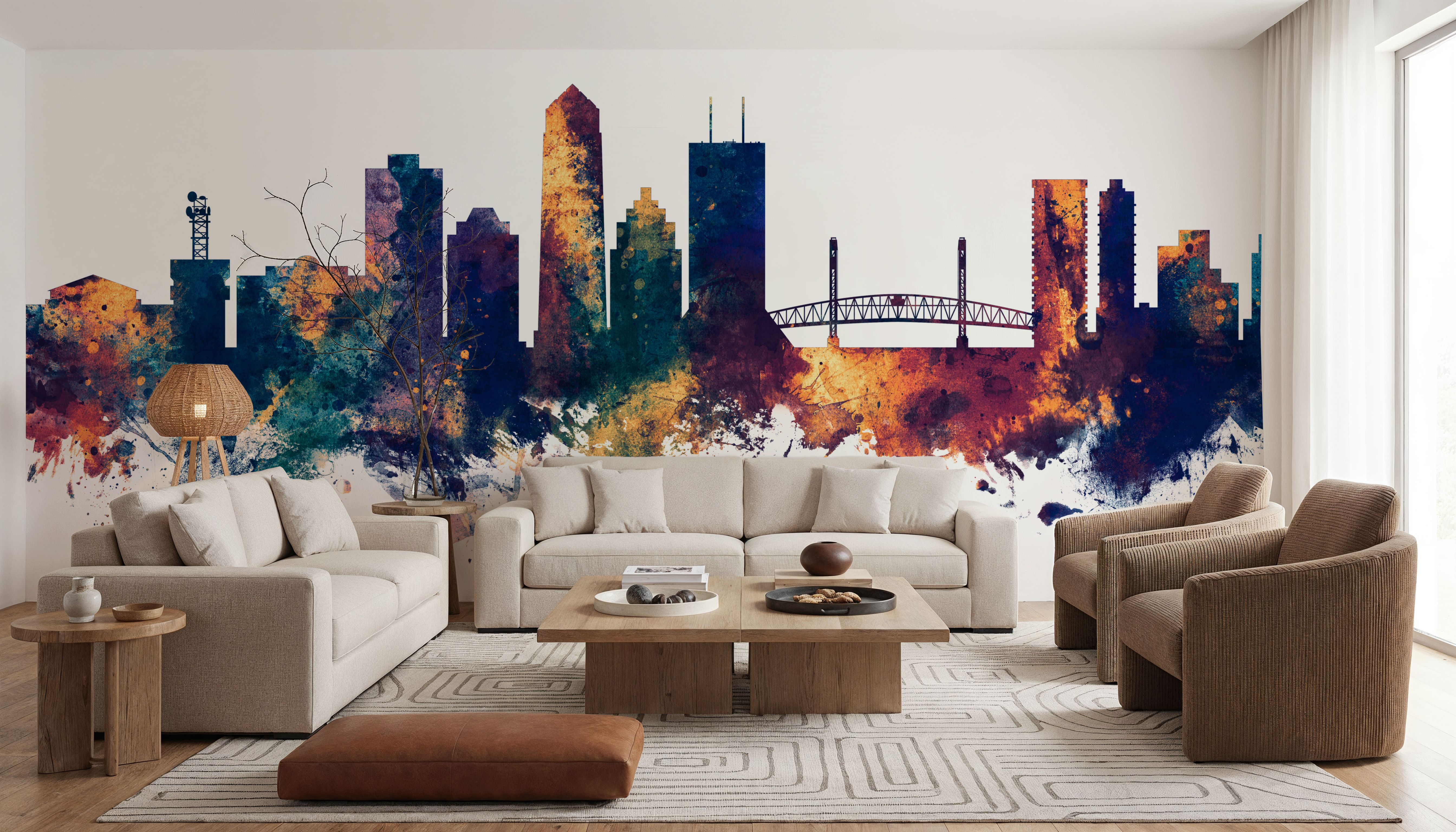 Jacksonville Florida Skyline Blue & Bronze