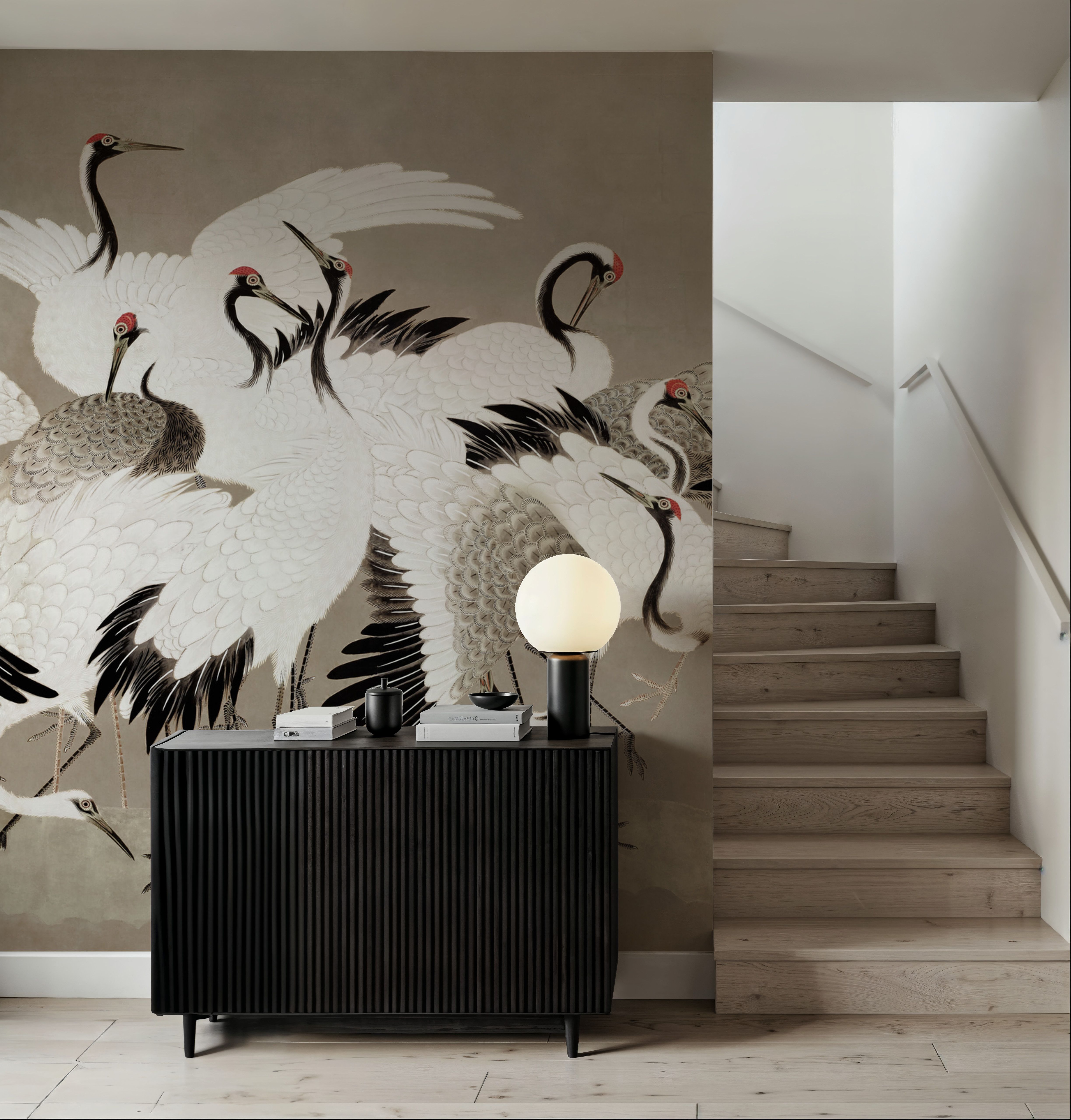 Japanese Flock of Cranes, Nutmeg Dust