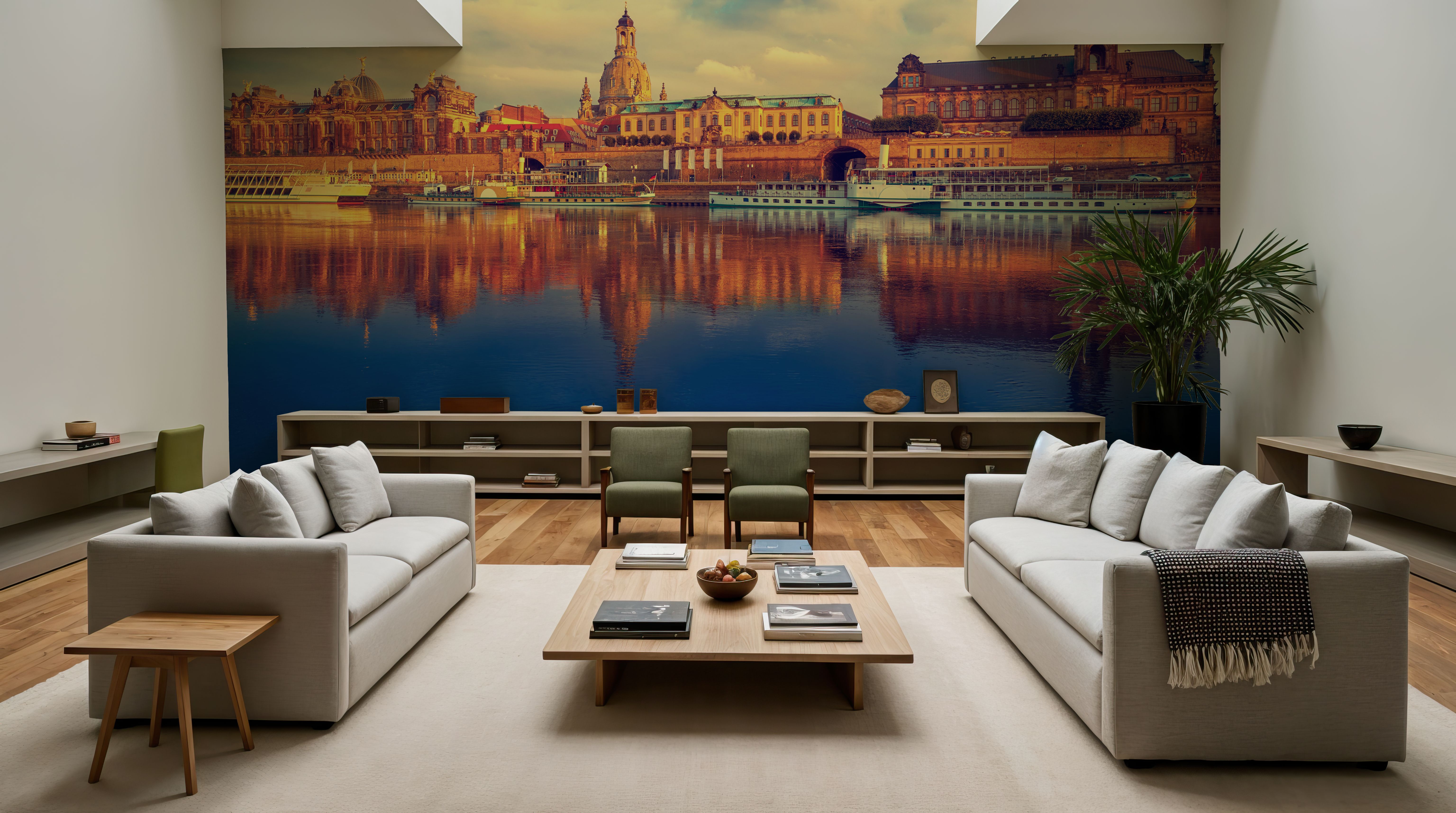 Dresden Reflecion in Elbe River, Wallpaper