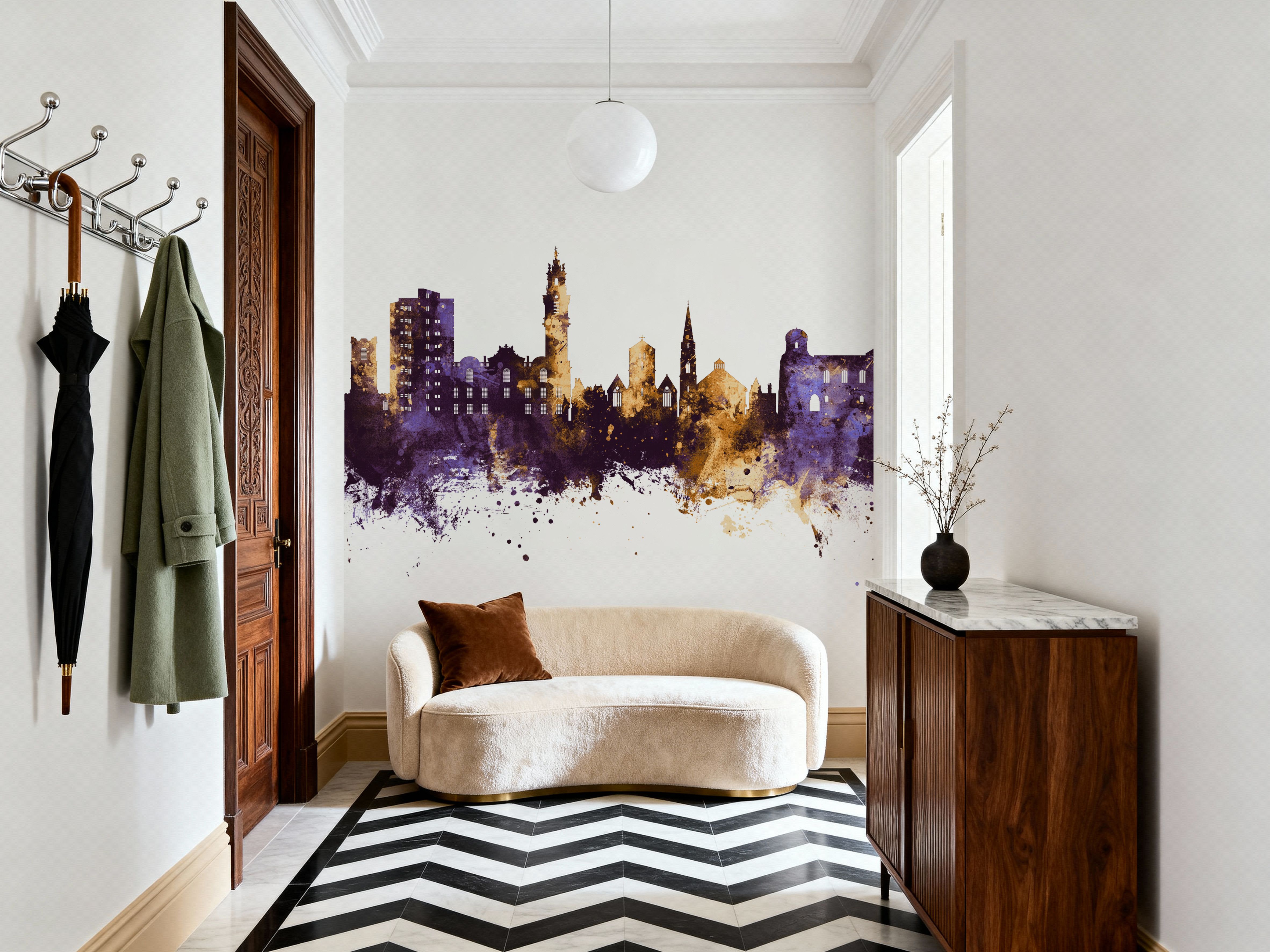 Colchester England Skyline Purple & Gold