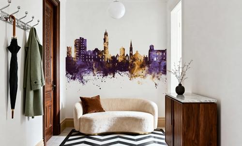 Colchester England Skyline Purple & Gold