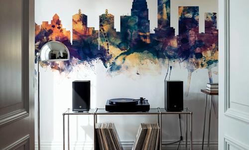 Louisville Kentucky Skyline Blue & Bronze