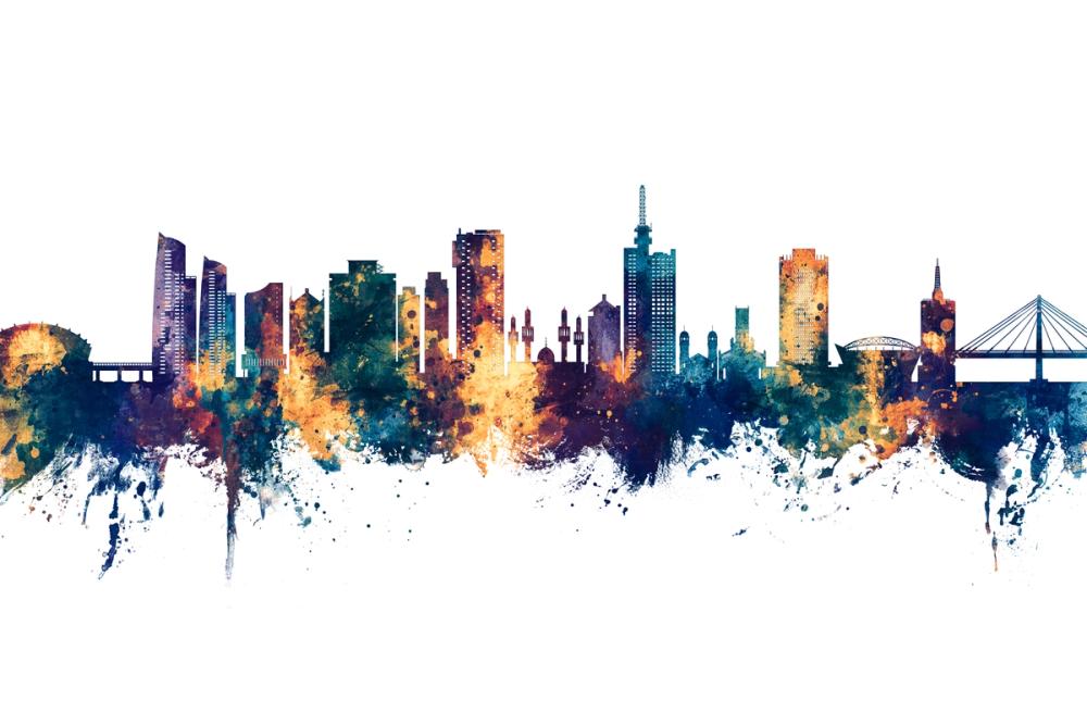 Lagos Nigeria Skyline Blue & Bronze