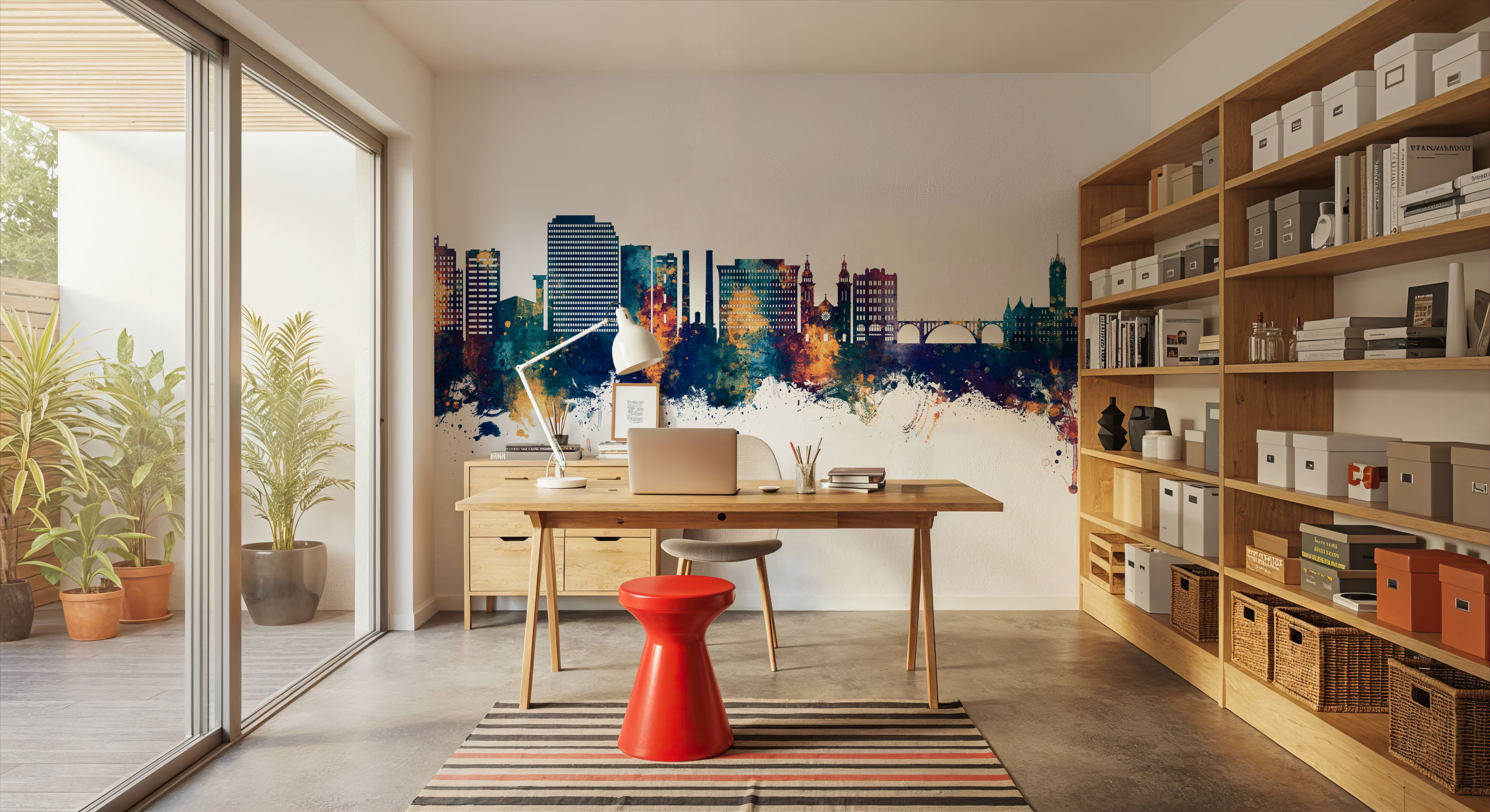 Spokane Washington Skyline Blue & Bronze, Wallpaper