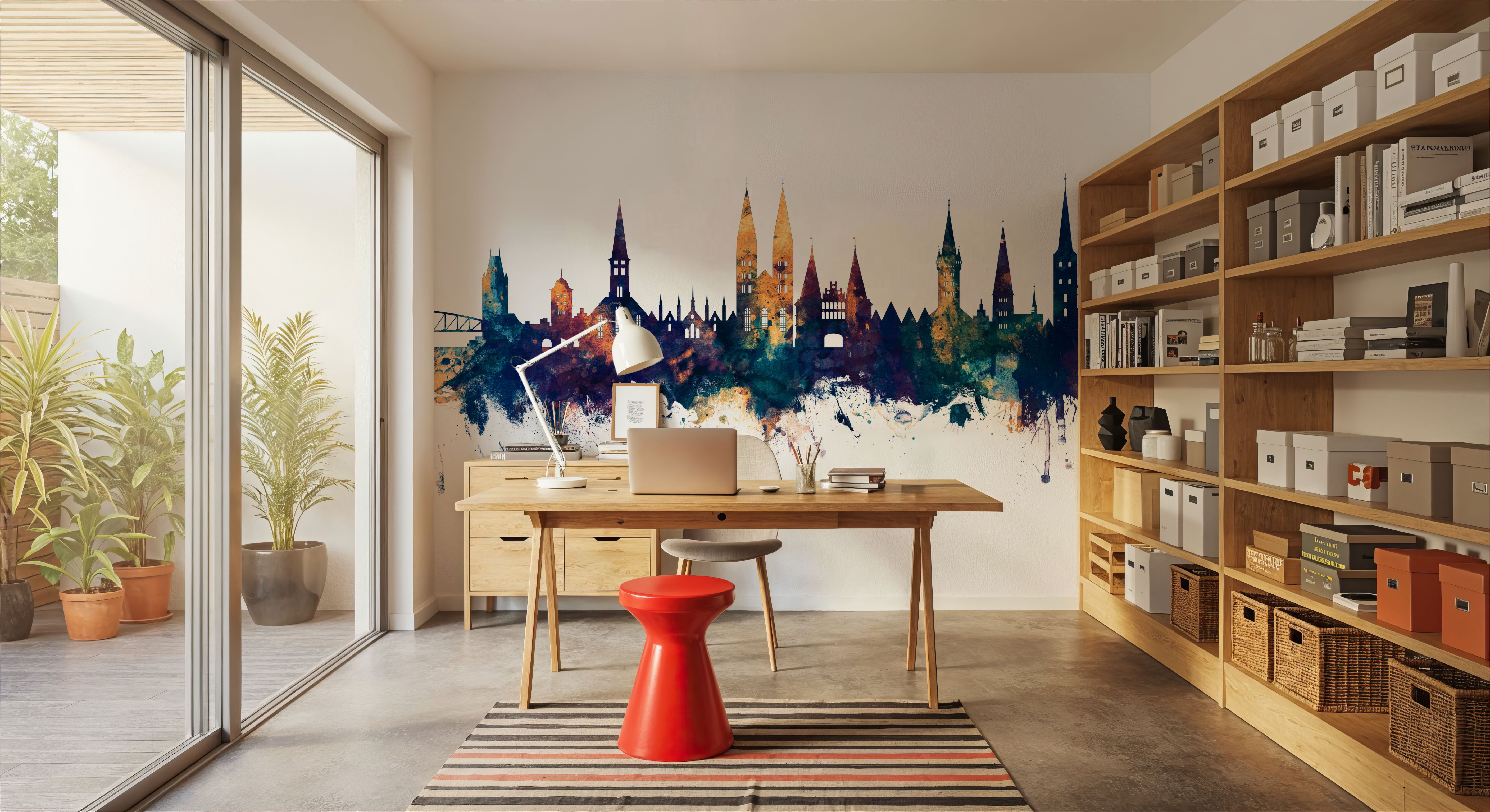 Lubeck Germany Skyline Blue & Bronze